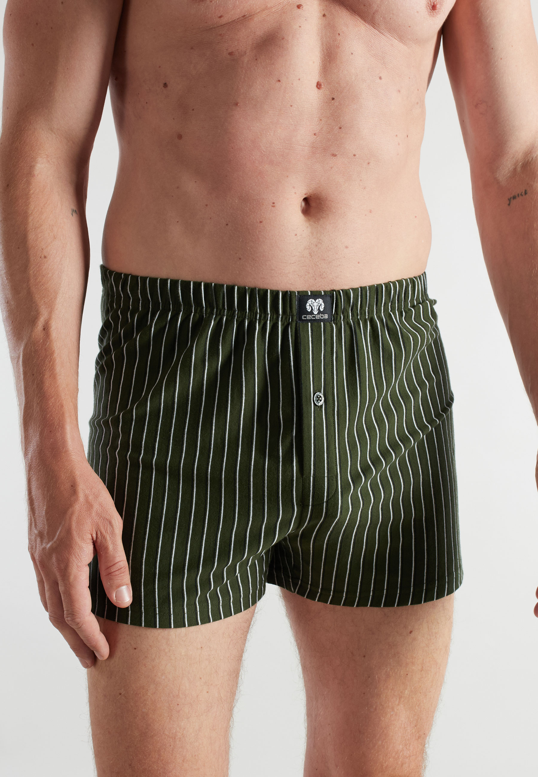 CECEBA Herren Boxershort grün bedruckt 2er Pack