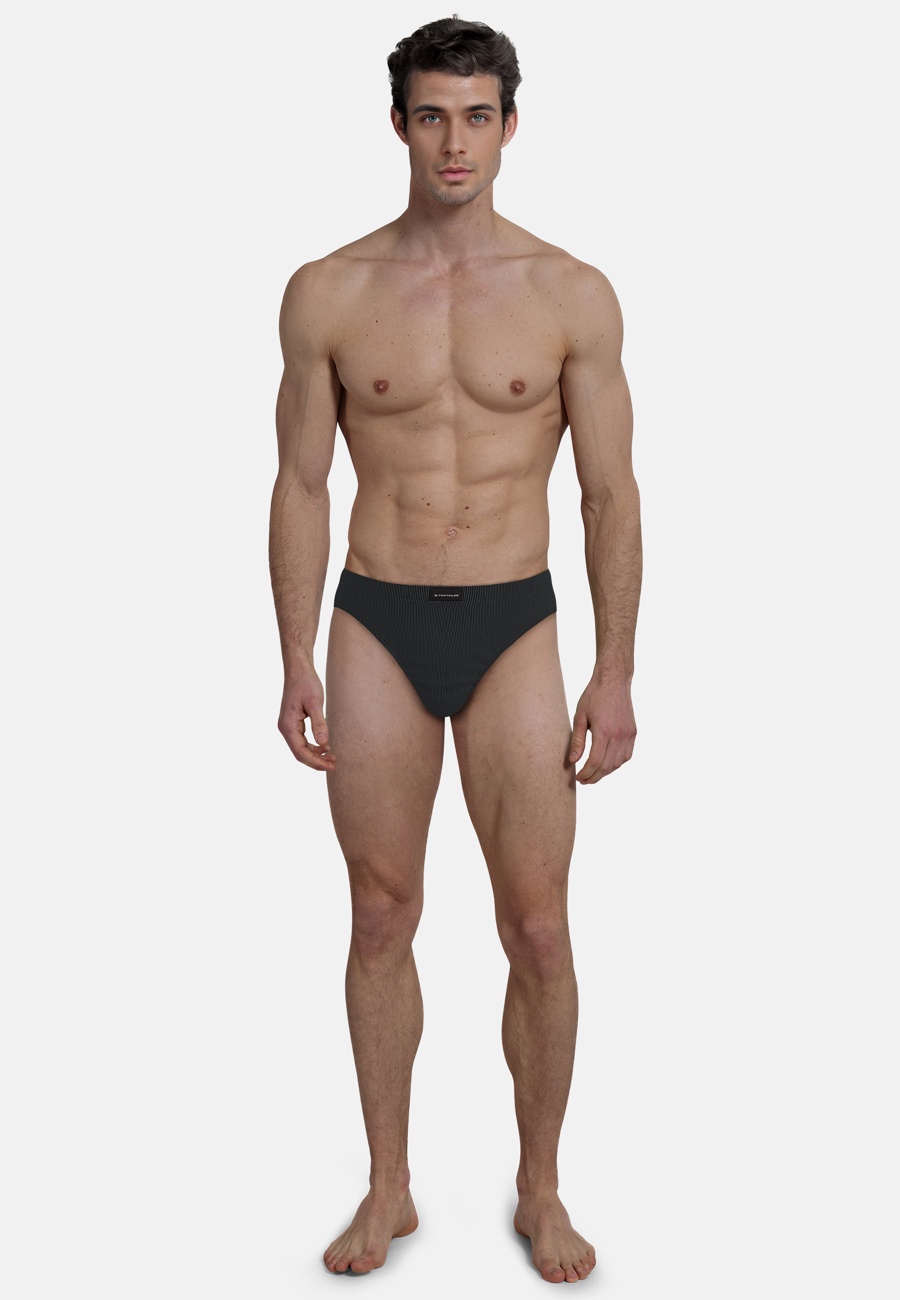 TOM TAILOR Herren Slip schwarz längsgestreift