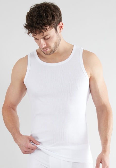 Herren Tank-Top weiß uni 2er Pack