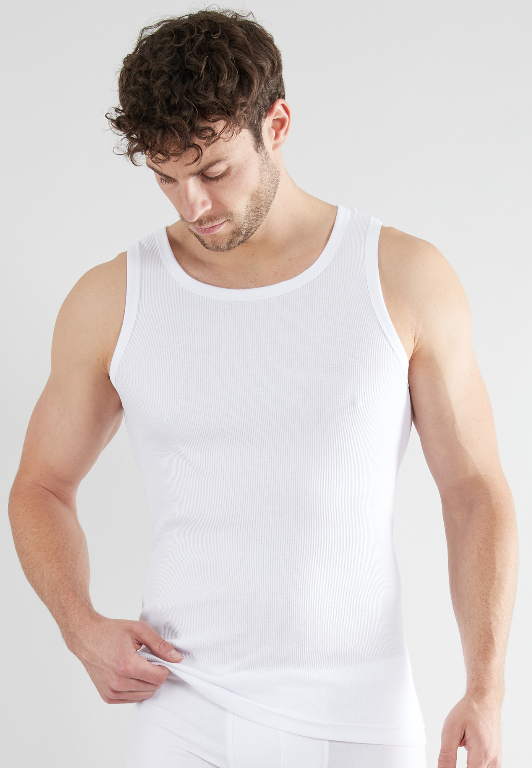 Herren Tank-Top weiß uni 2er Pack