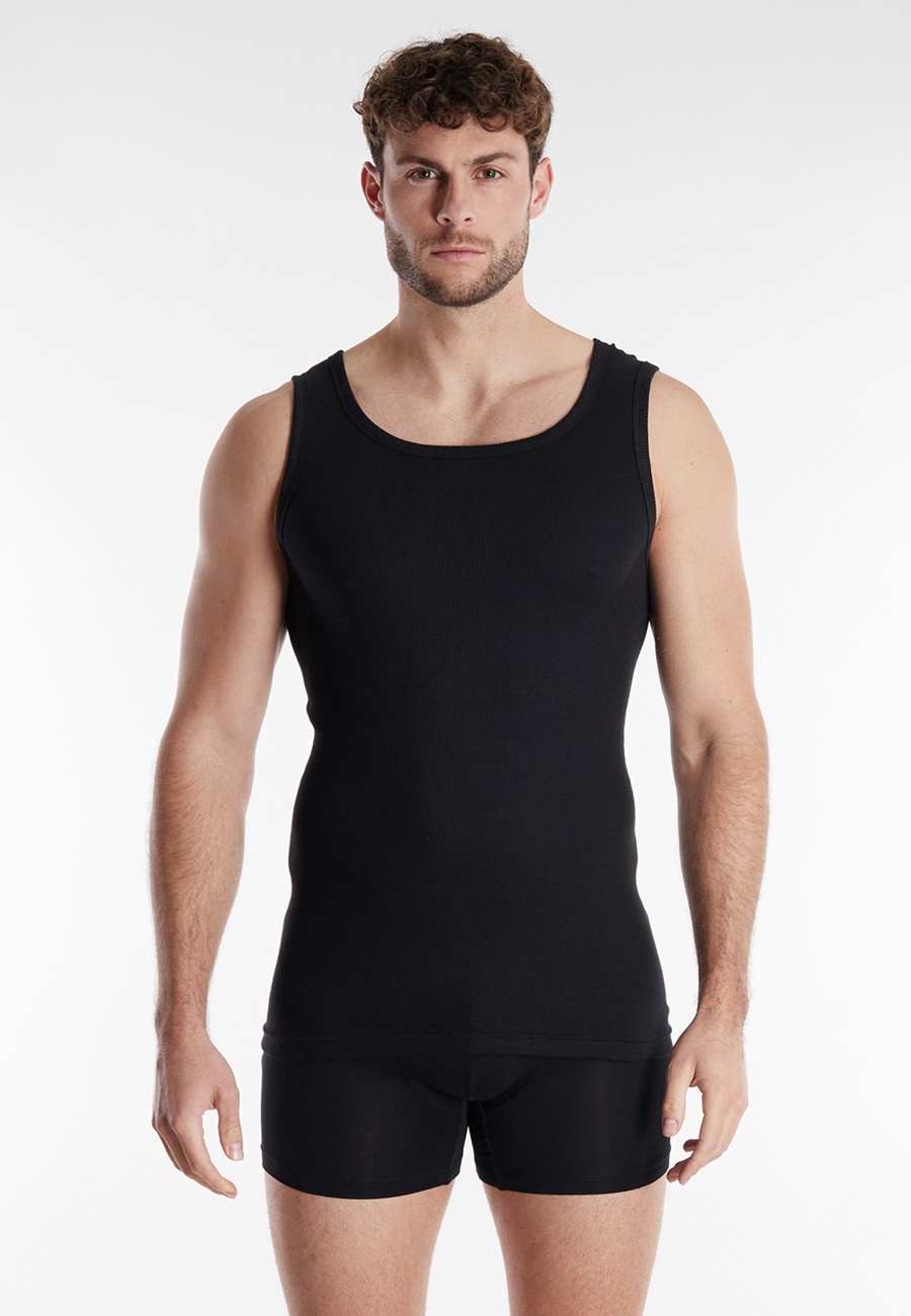 Herren Tank-Top schwarz uni 2er Pack