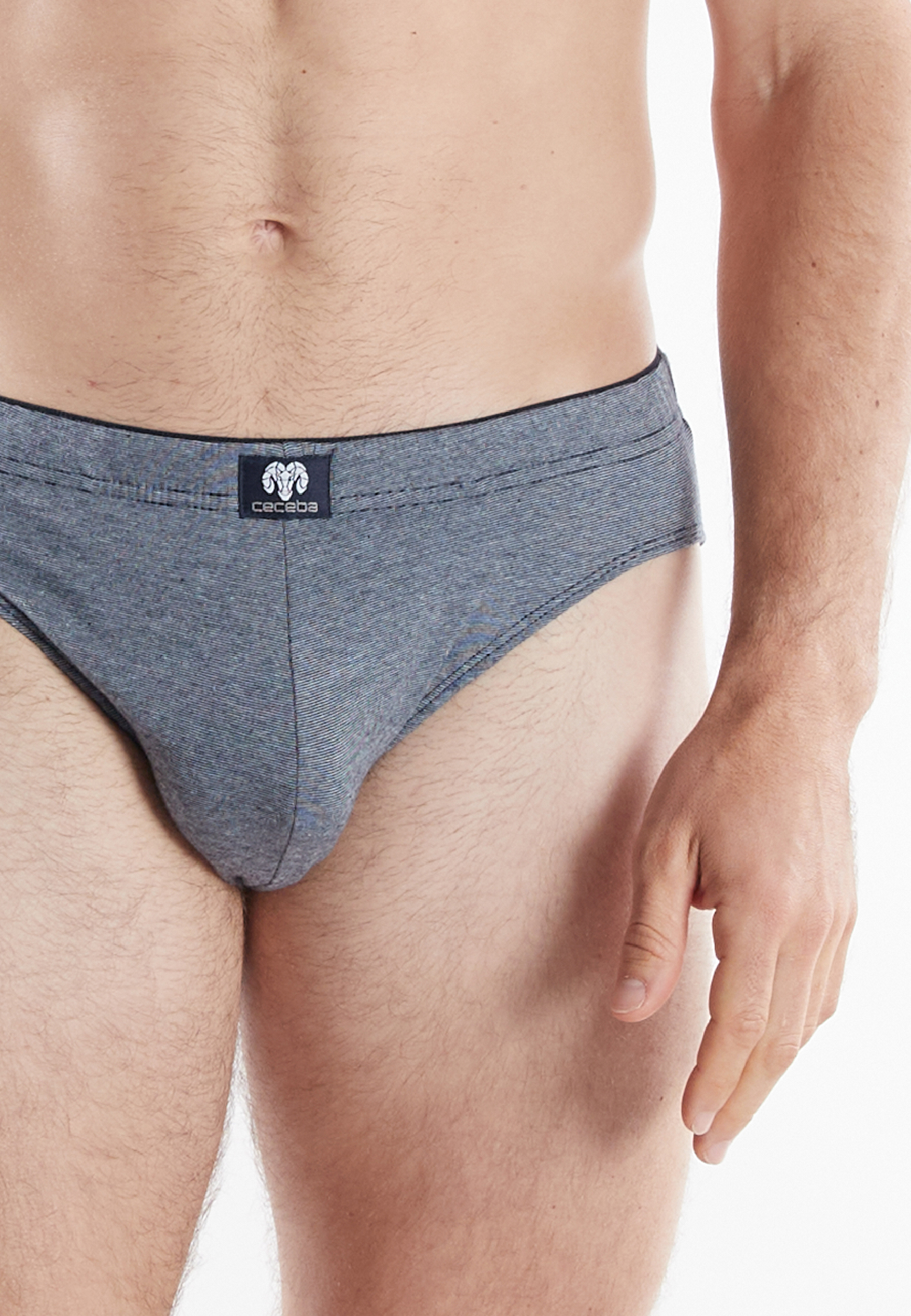Herren Sport-Slip blau quergestreift 2er Pack