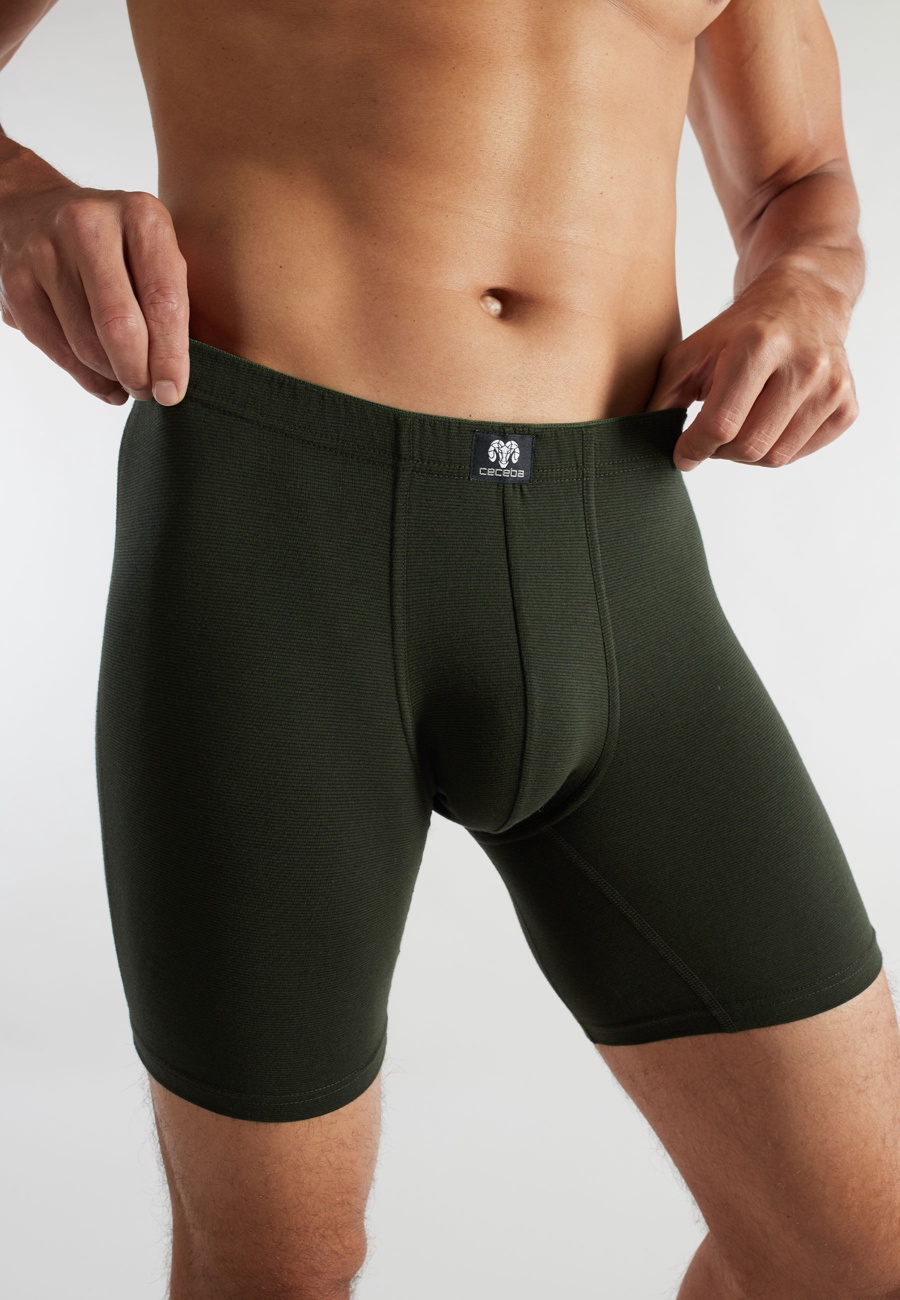 CECEBA Herren Long-Pants grün uni 2er Pack