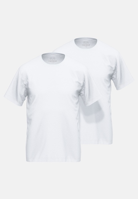 CECEBA Herren Shirt weiß uni 2er Pack