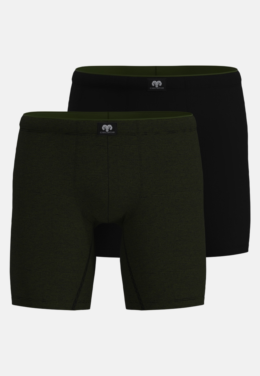 CECEBA Herren Long-Pants grün quergestreift 2er Pack