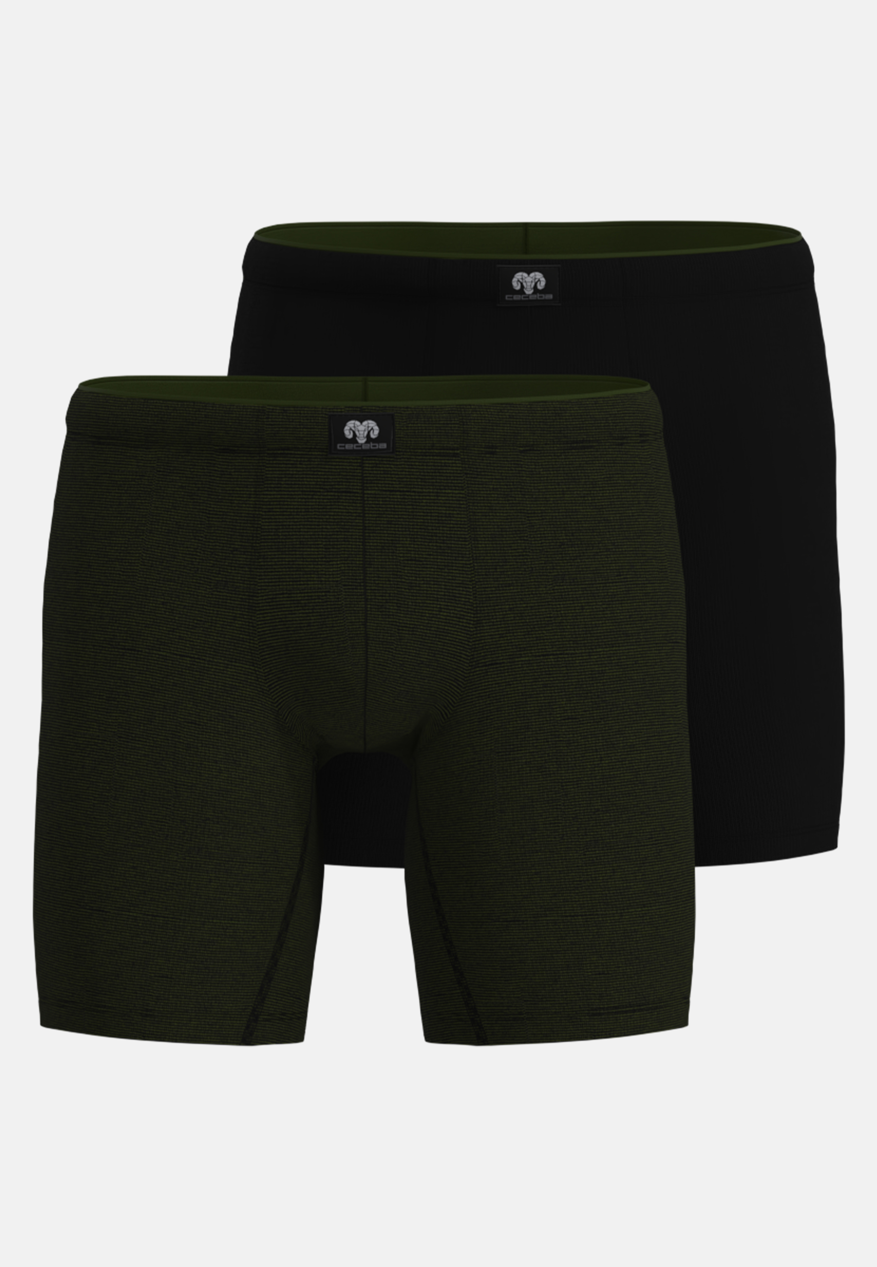CECEBA Herren Long-Pants grün quergestreift 2er Pack