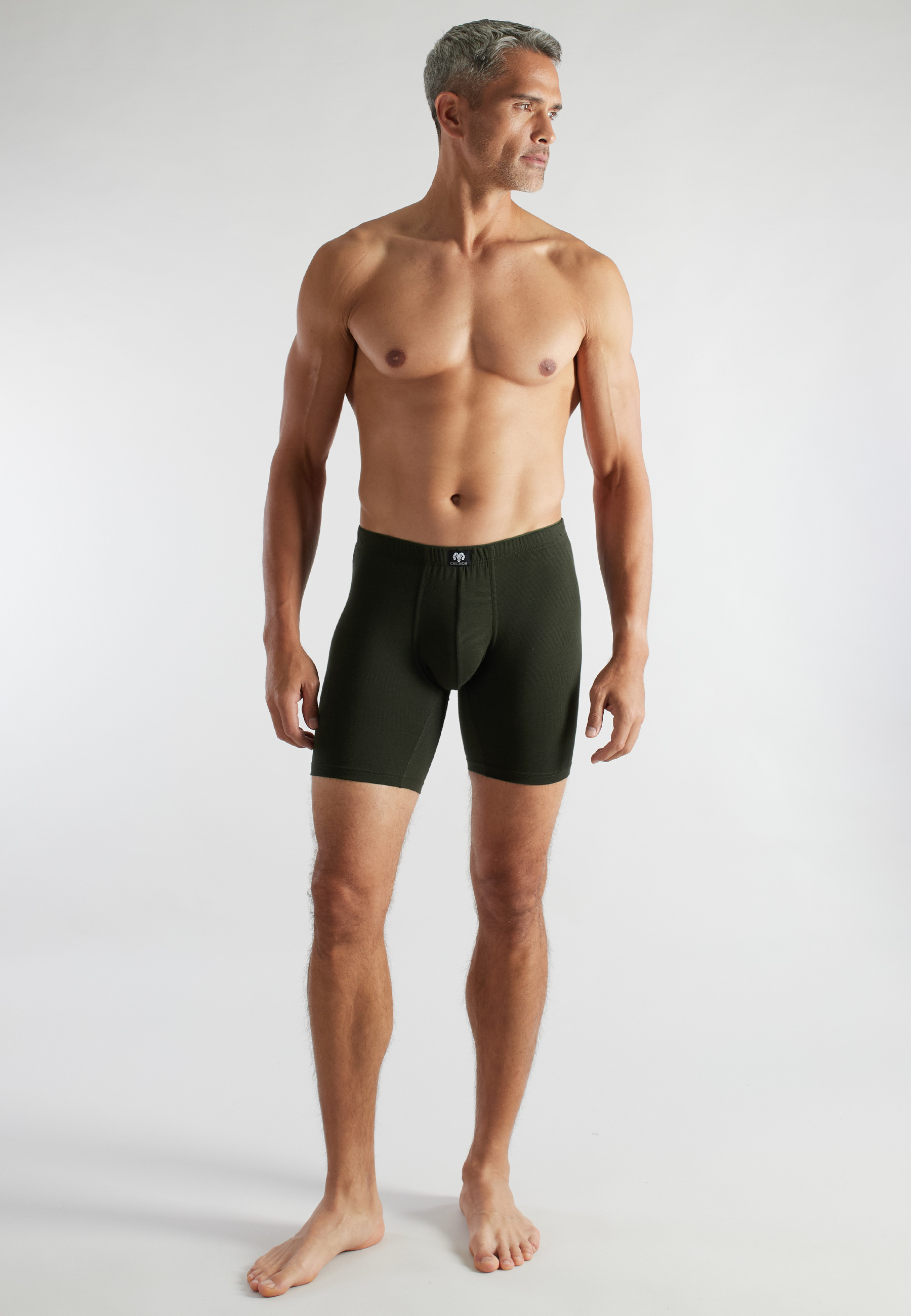 CECEBA Herren Long-Pants grün quergestreift 2er Pack