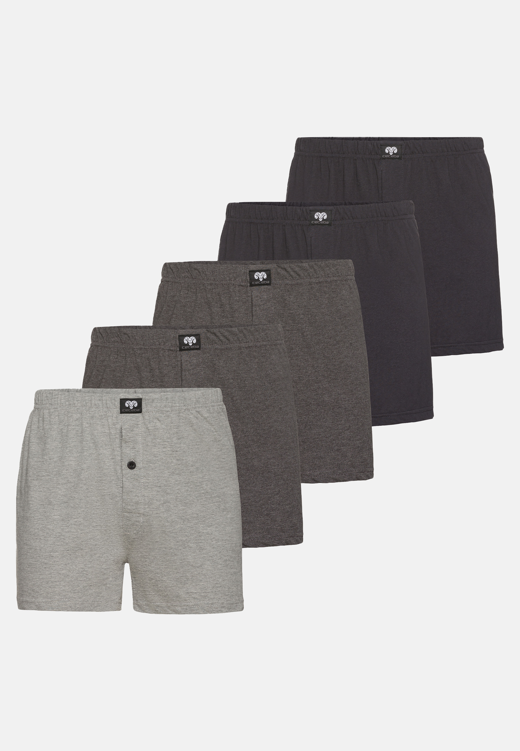 CECEBA Herren Boxershort grau uni 5er Pack
