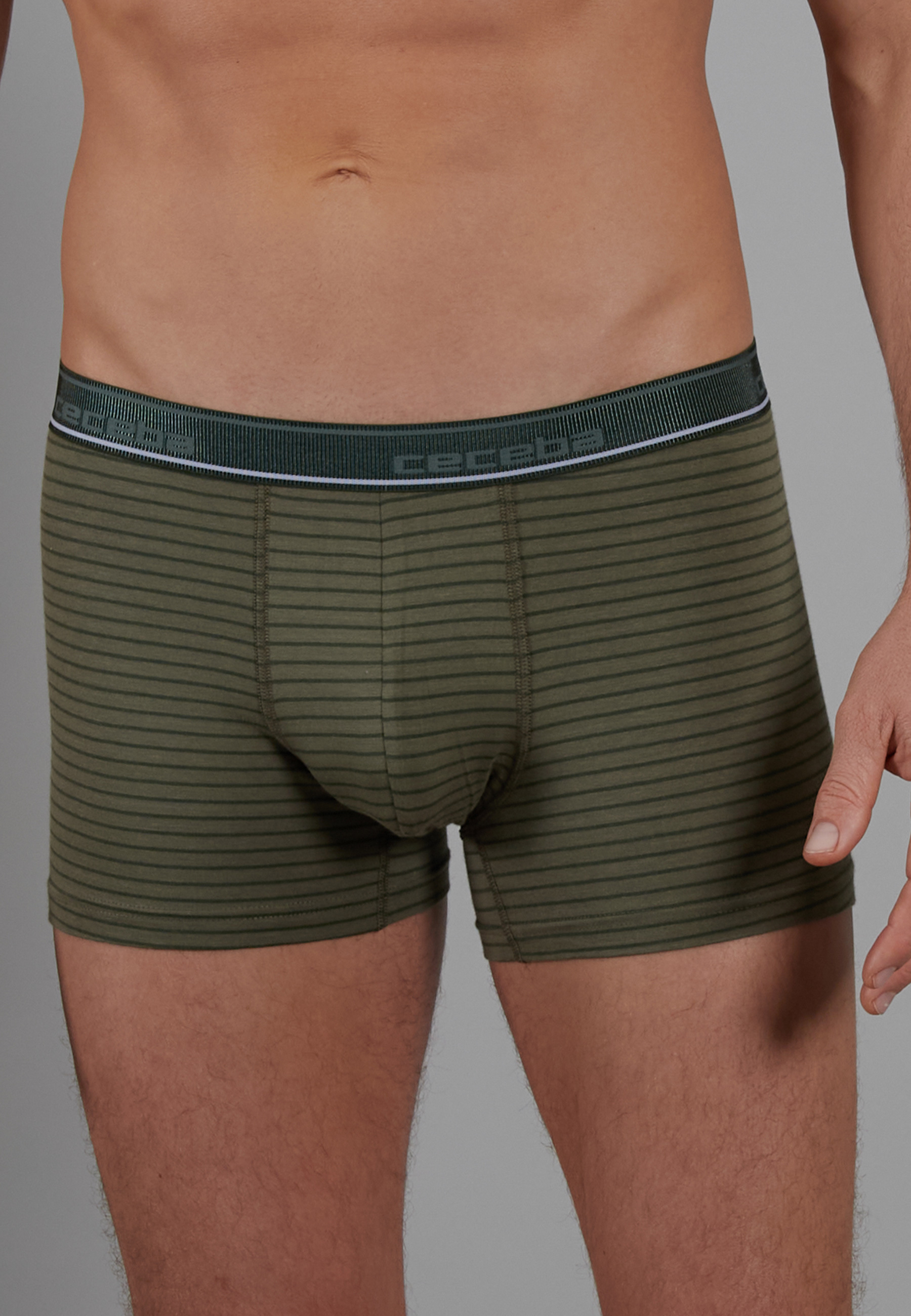 CECEBA Herren Pants grün quergestreift 2er Pack