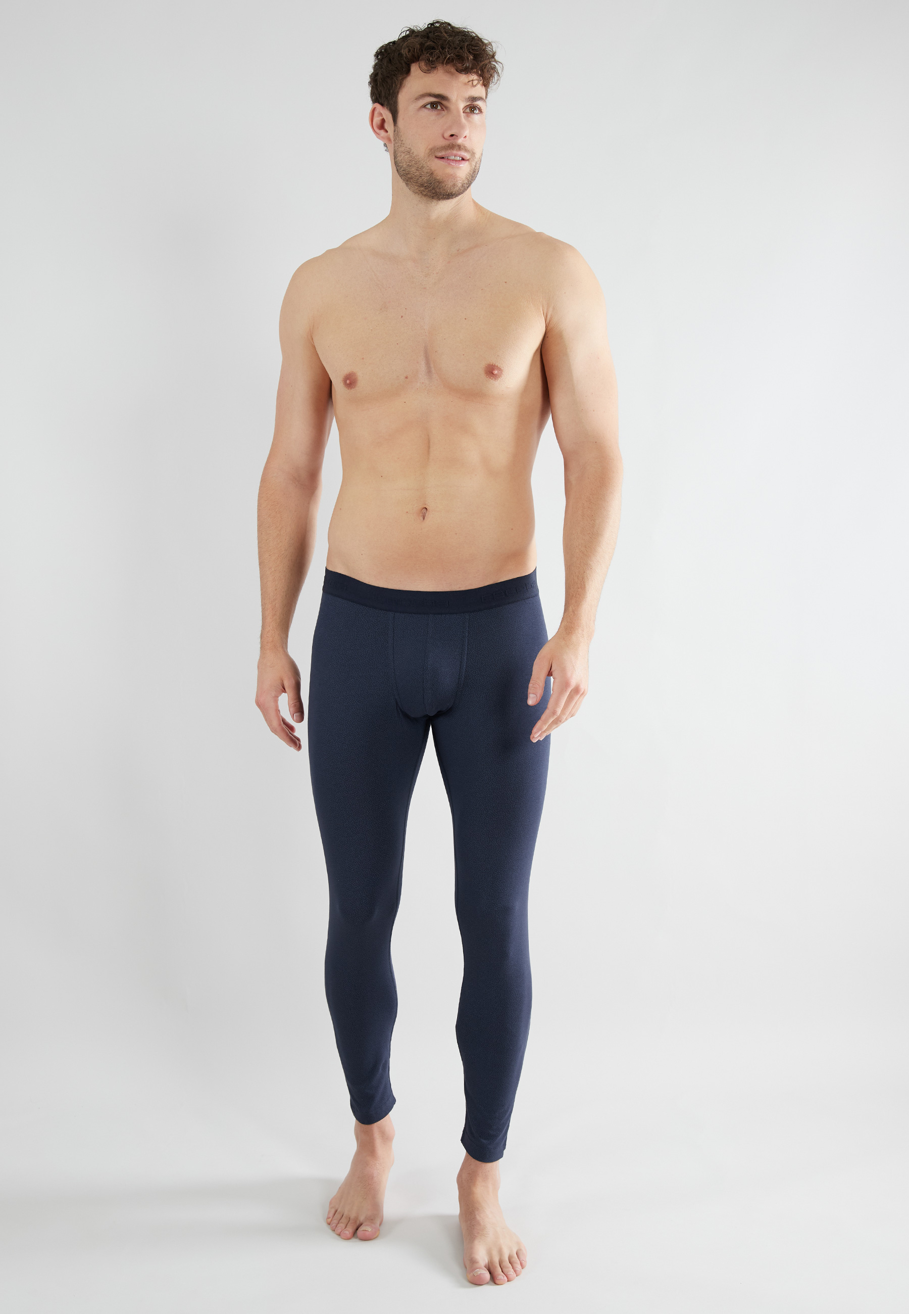 CECEBA Herren lange Unterhose blau uni