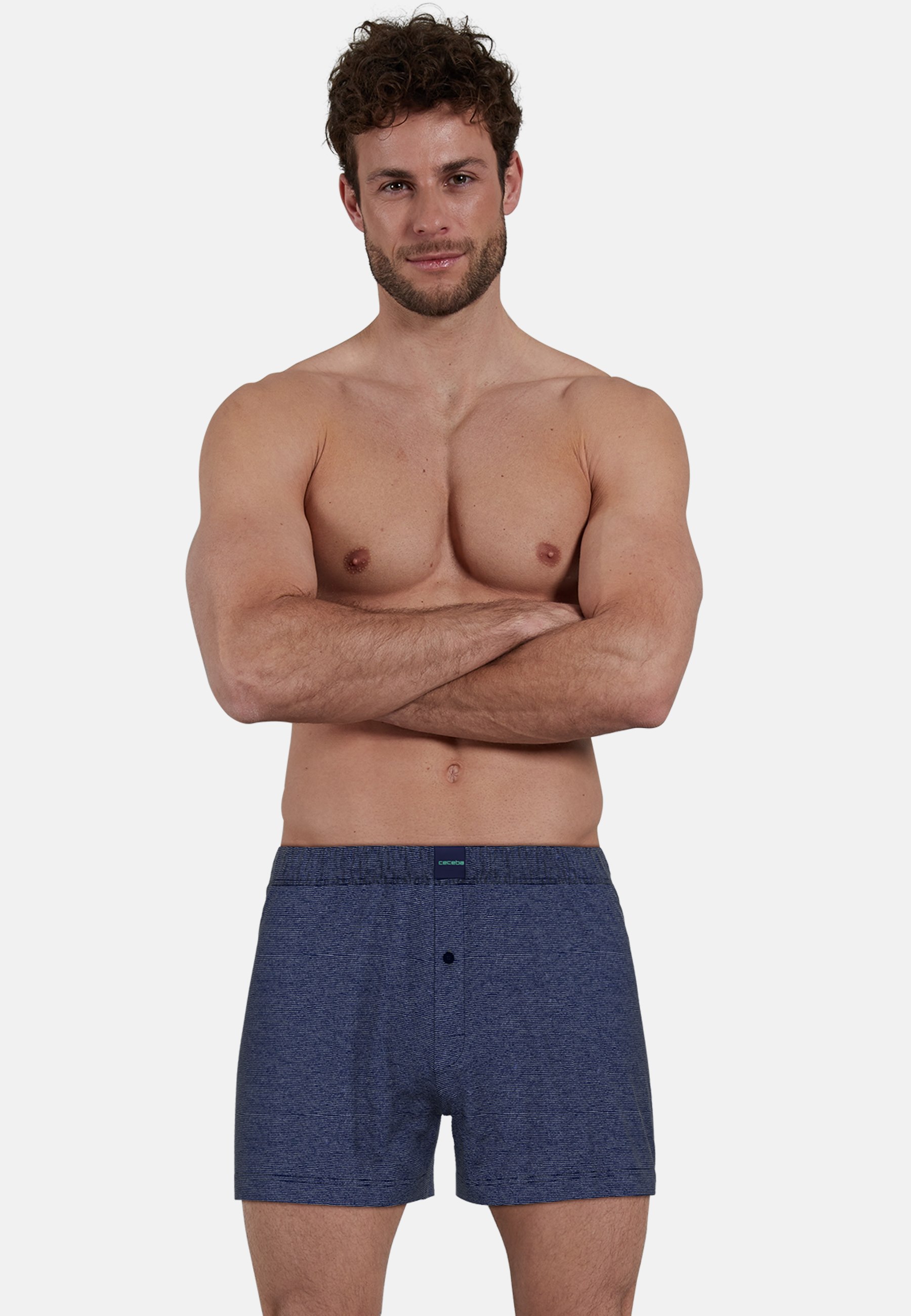 CECEBA Herren Boxershort blau uni 2er Pack