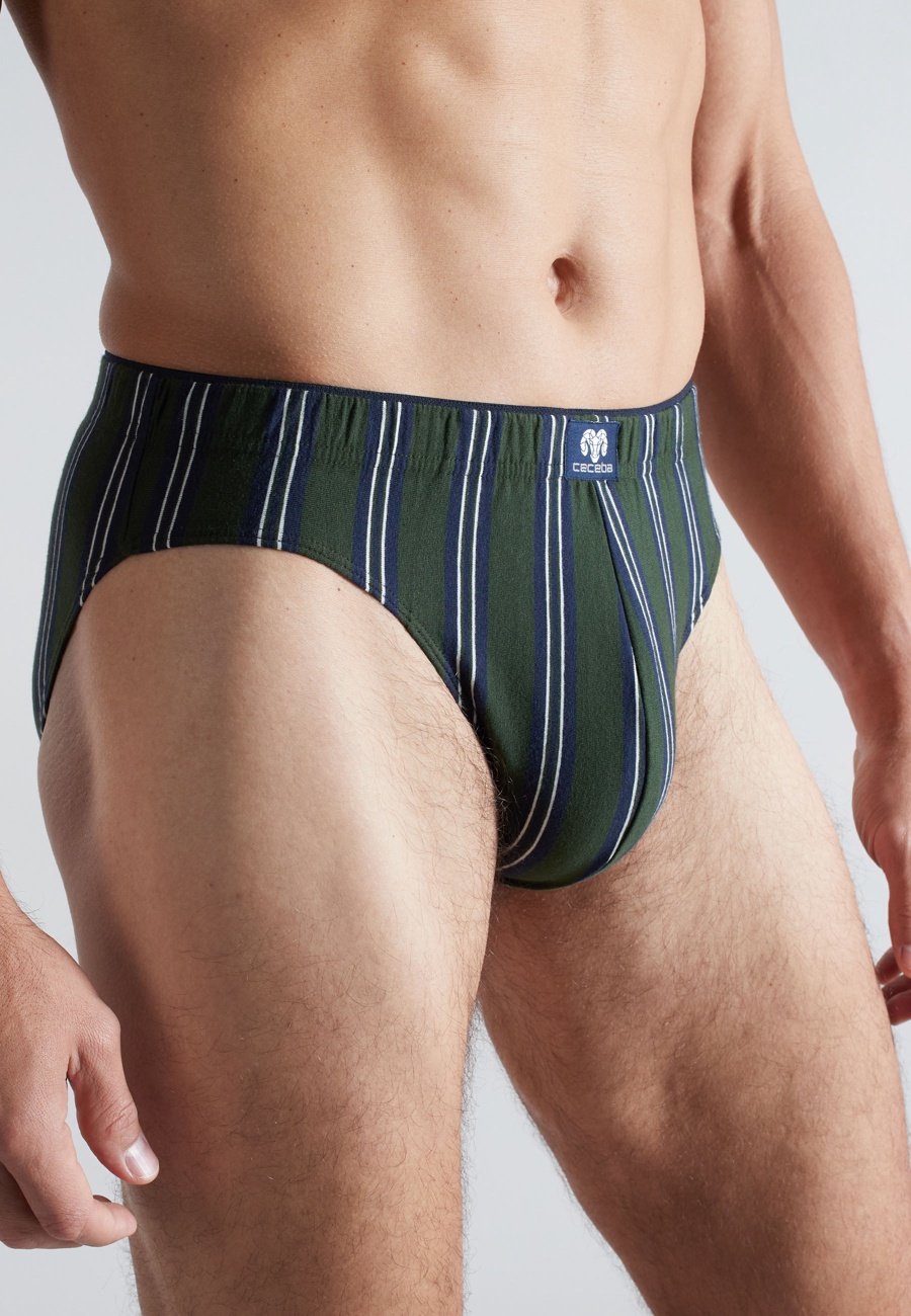 CECEBA Herren Slip grün längsgestreift 2er Pack