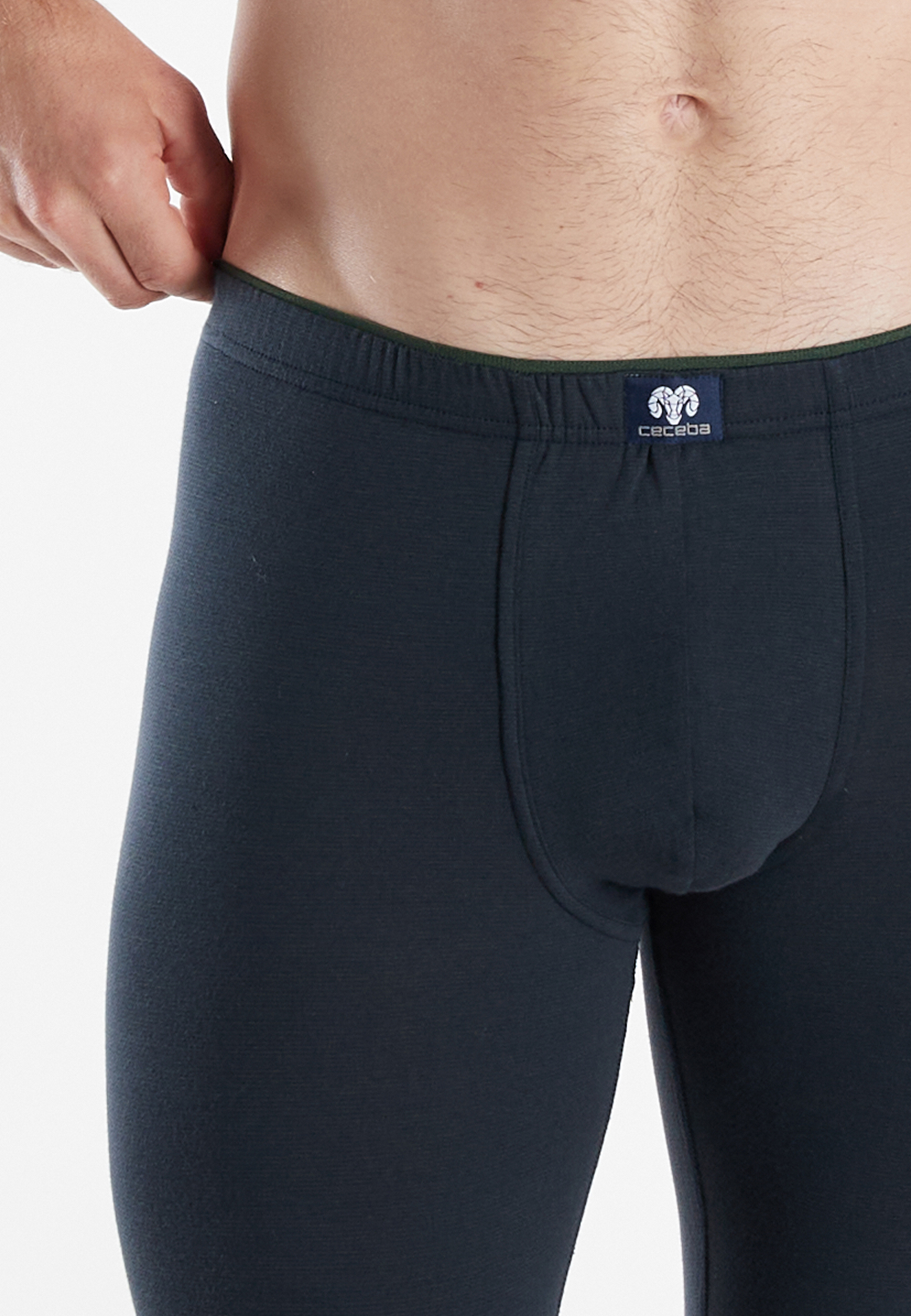 CECEBA Herren lange Unterhose blau quergestreift
