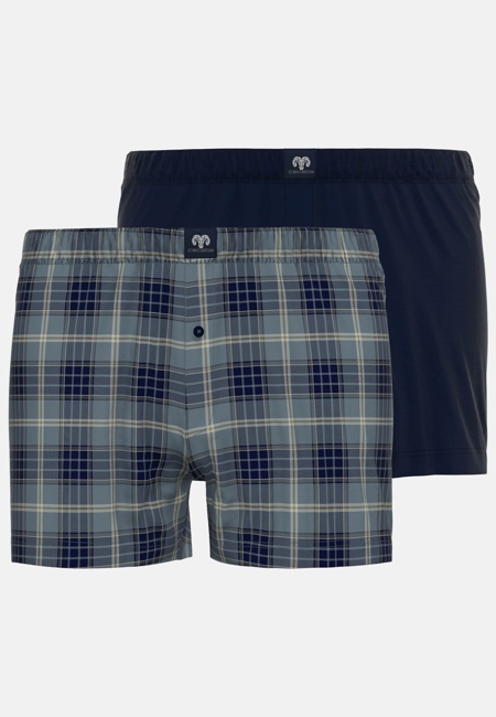CECEBA Herren Boxershort blau kariert 2er Pack