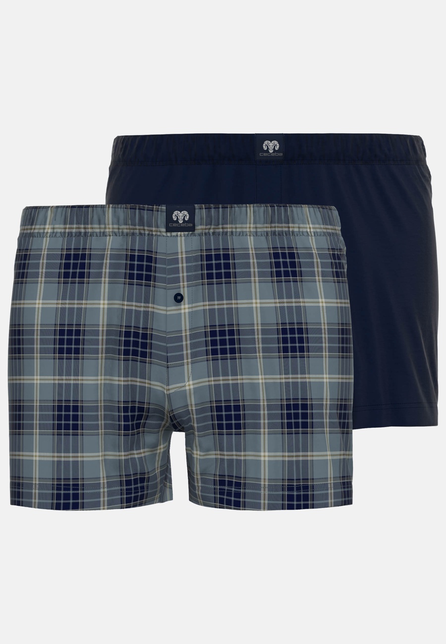 CECEBA Herren Boxershort blau kariert 2er Pack