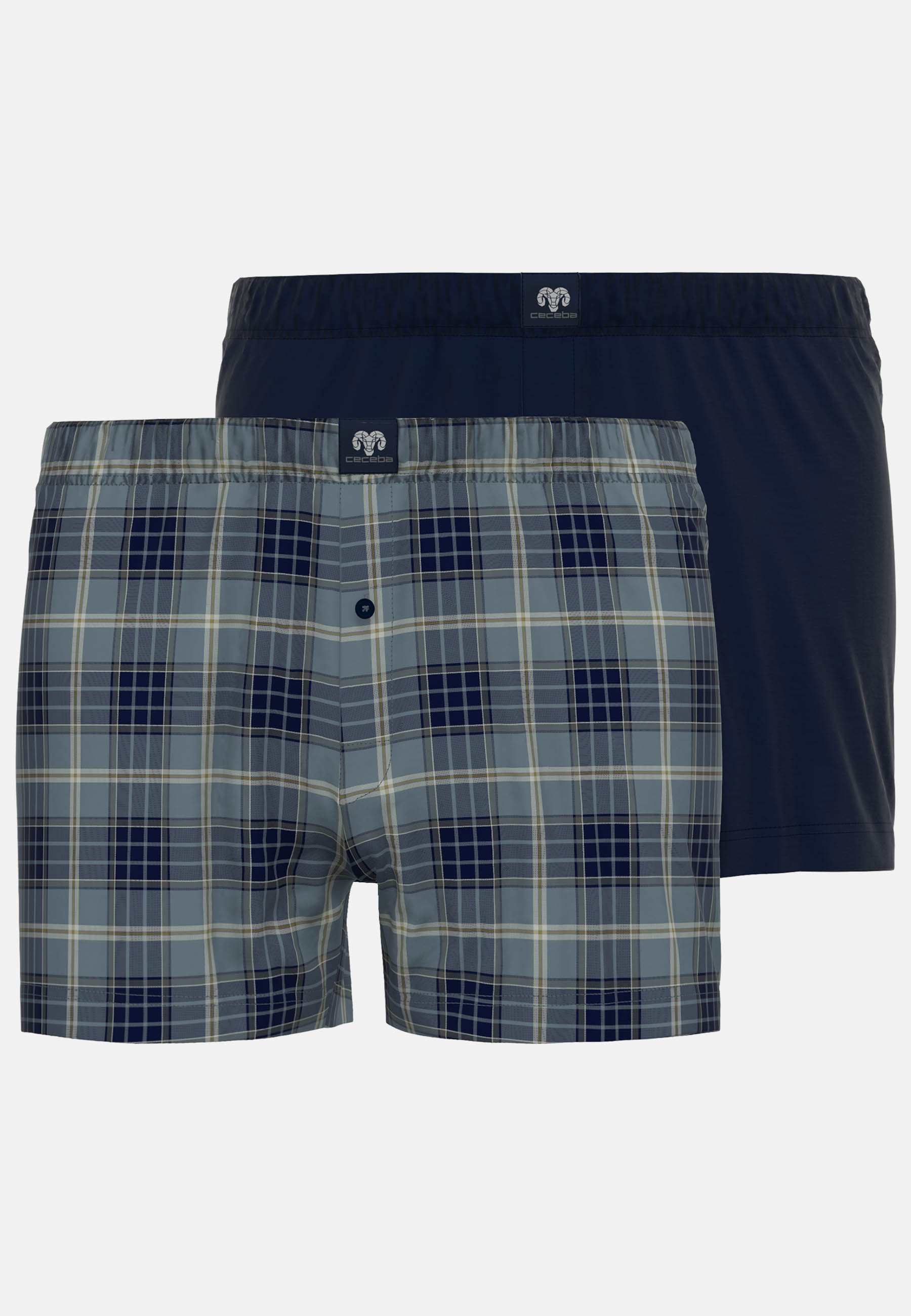 CECEBA Herren Boxershort blau kariert 2er Pack