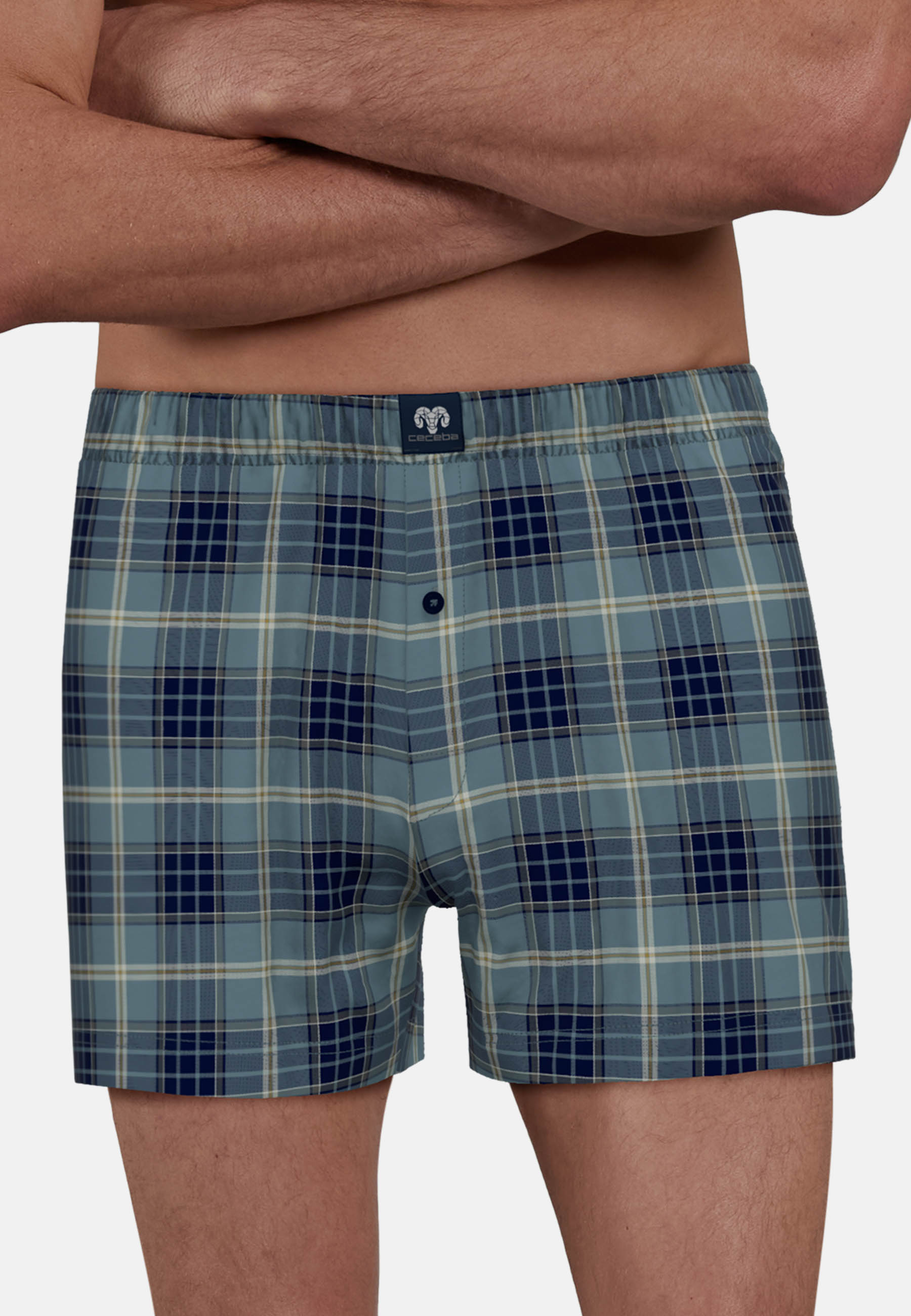 CECEBA Herren Boxershort blau kariert 2er Pack