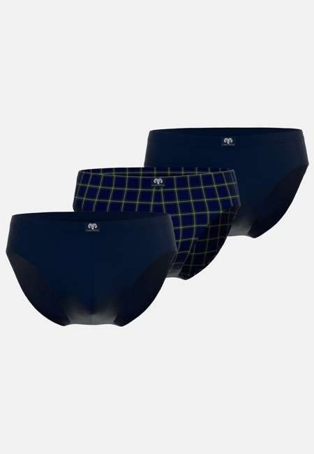 CECEBA Herren Slip blau kariert 3er Pack