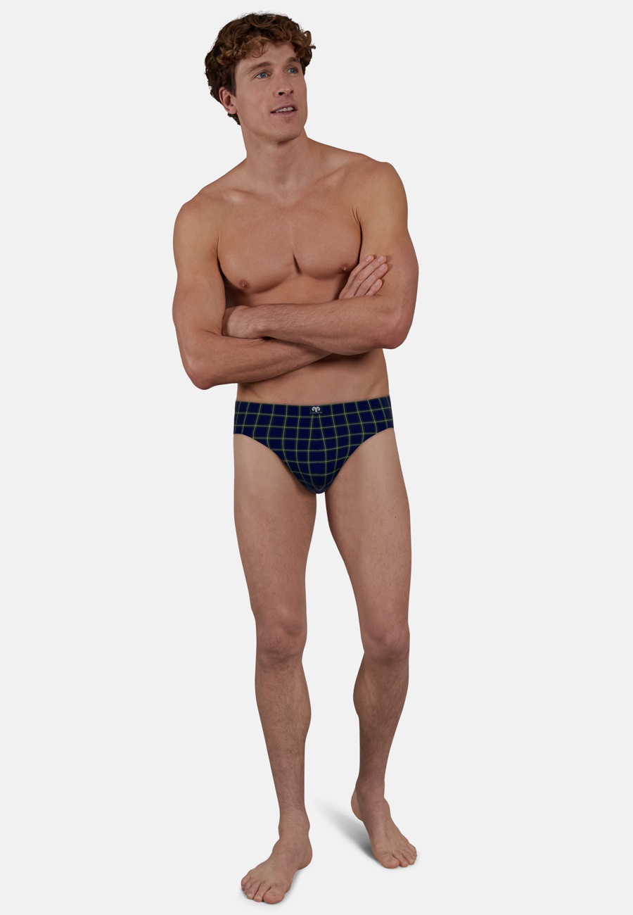 CECEBA Herren Slip blau kariert 3er Pack