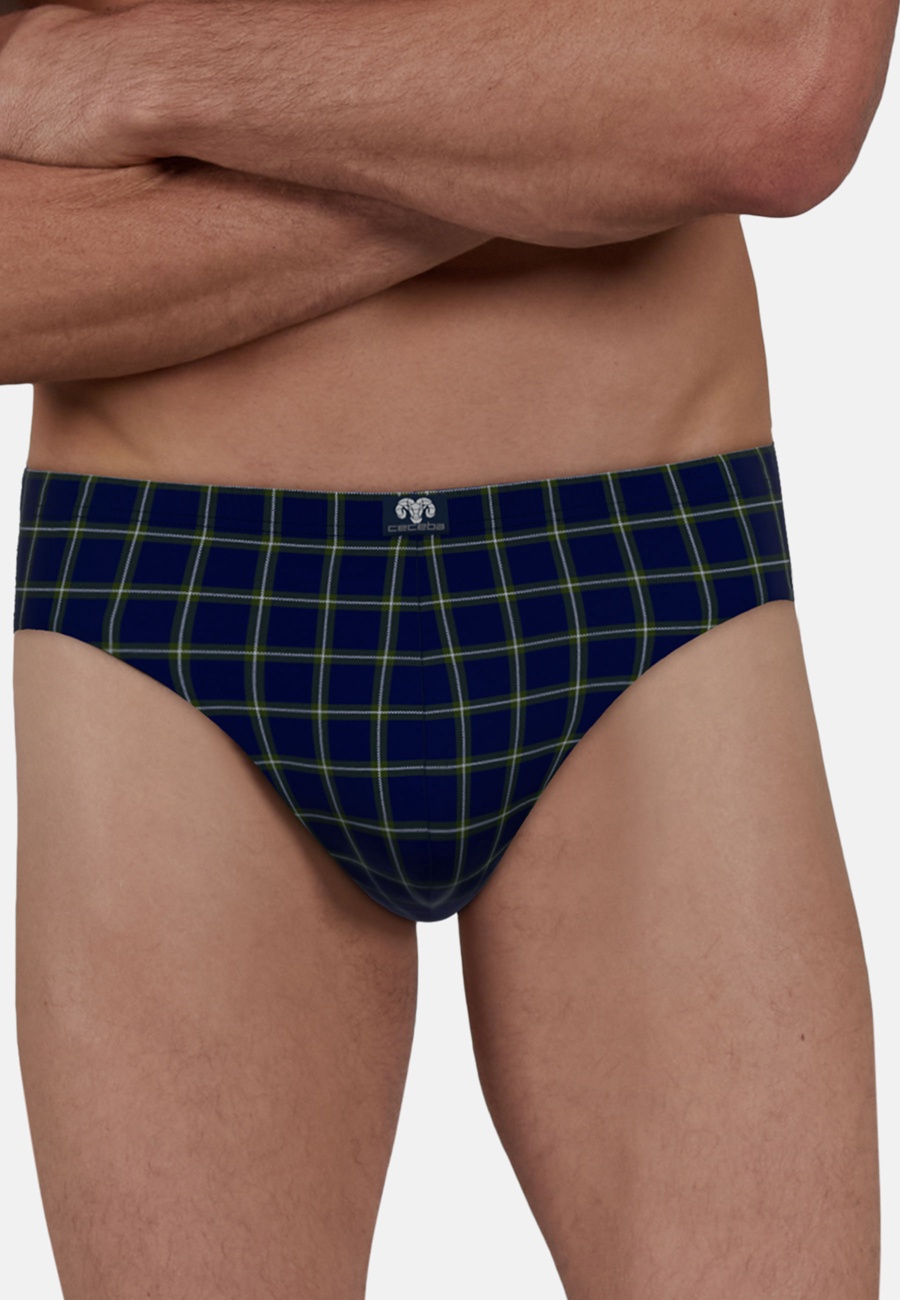 CECEBA Herren Slip blau kariert 3er Pack
