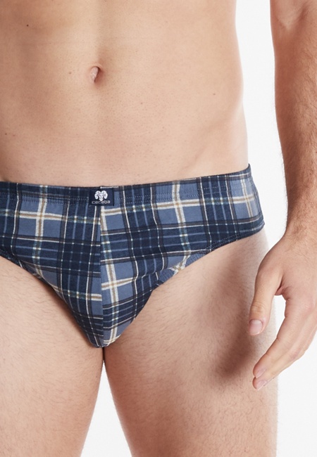 CECEBA Herren Slip blau kariert 3er Pack