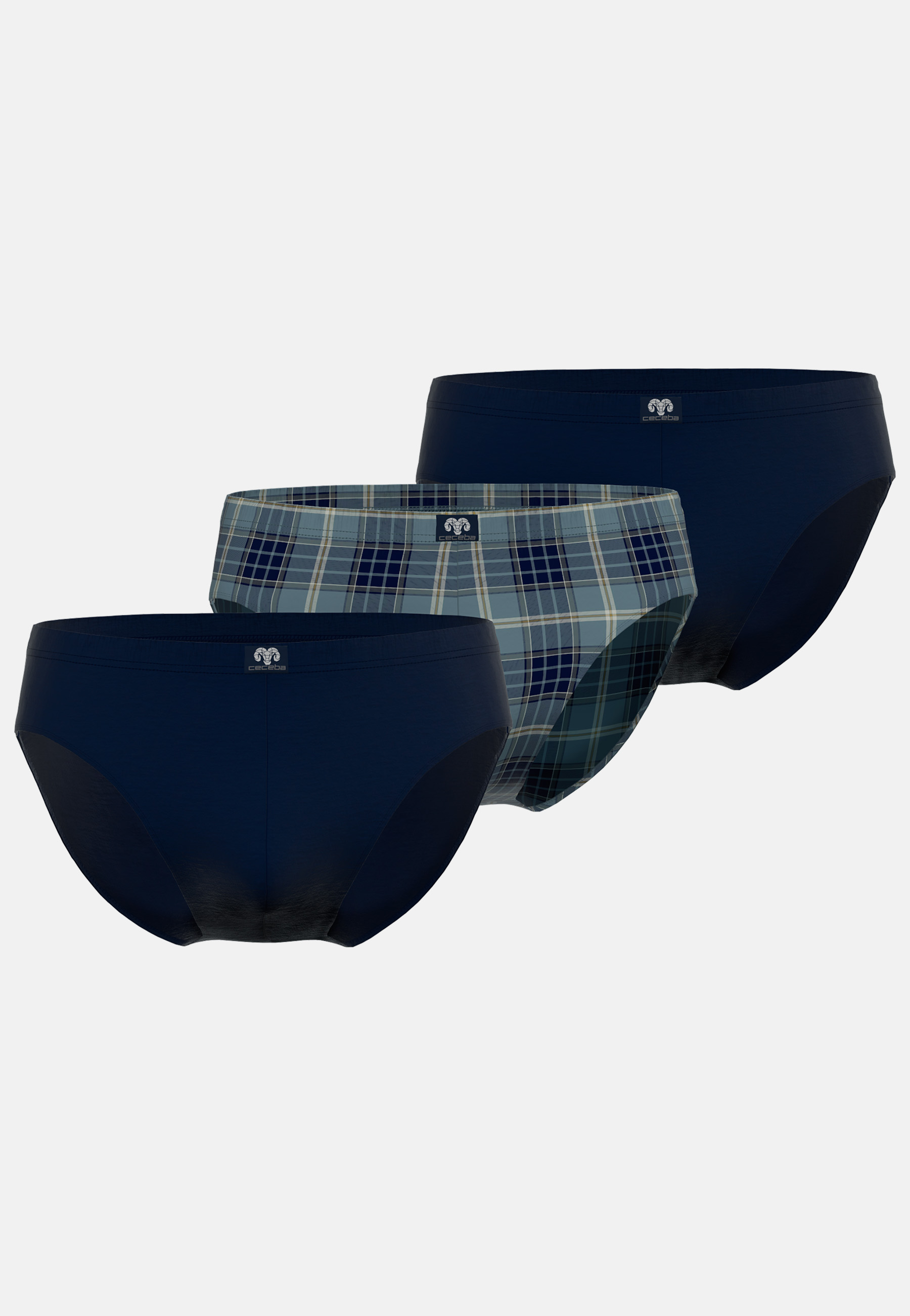 CECEBA Herren Slip blau kariert 3er Pack