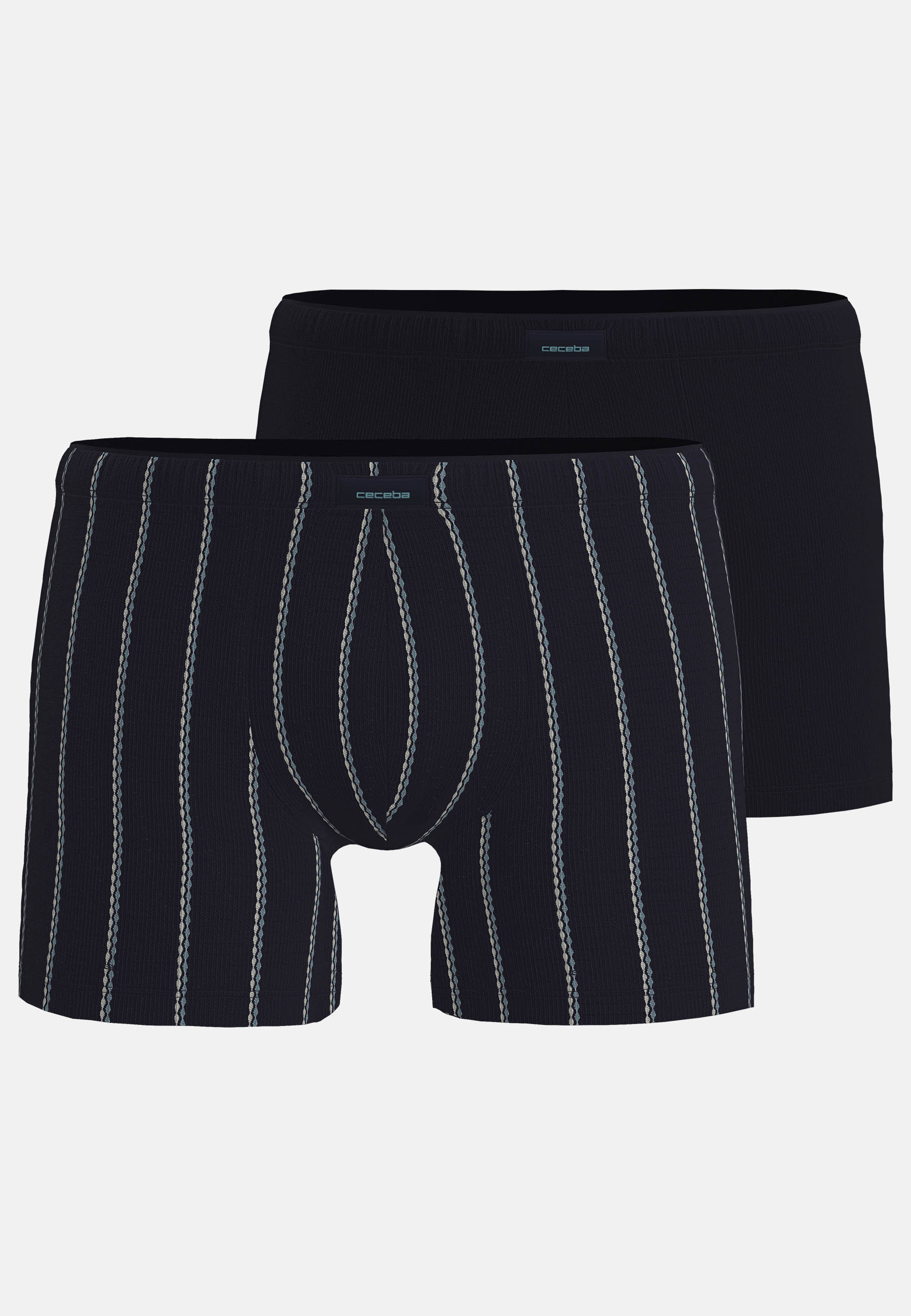 CECEBA Herren Long-Pants blau längsgestreift 2er Pack
