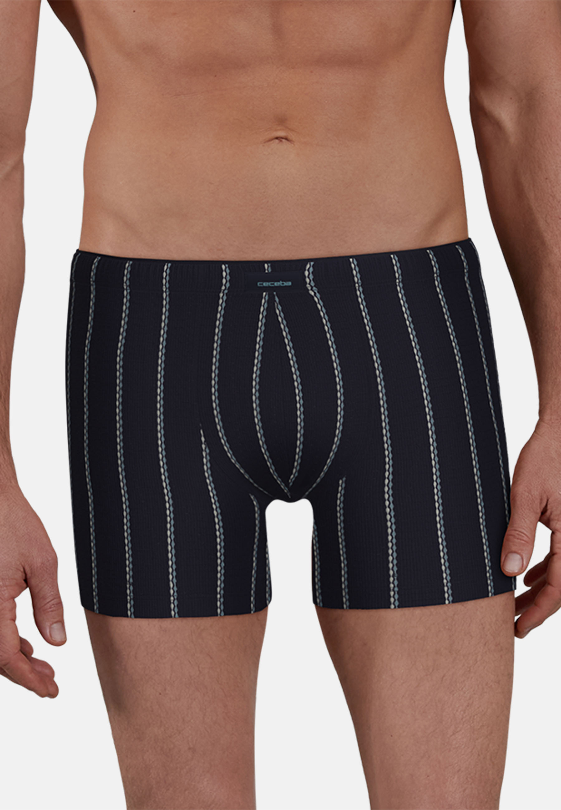 CECEBA Herren Long-Pants blau längsgestreift 2er Pack