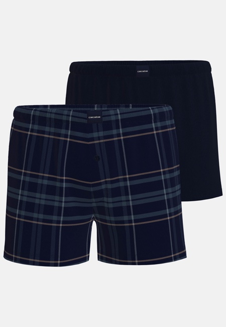 CECEBA Herren Boxershort blau kariert 2er Pack