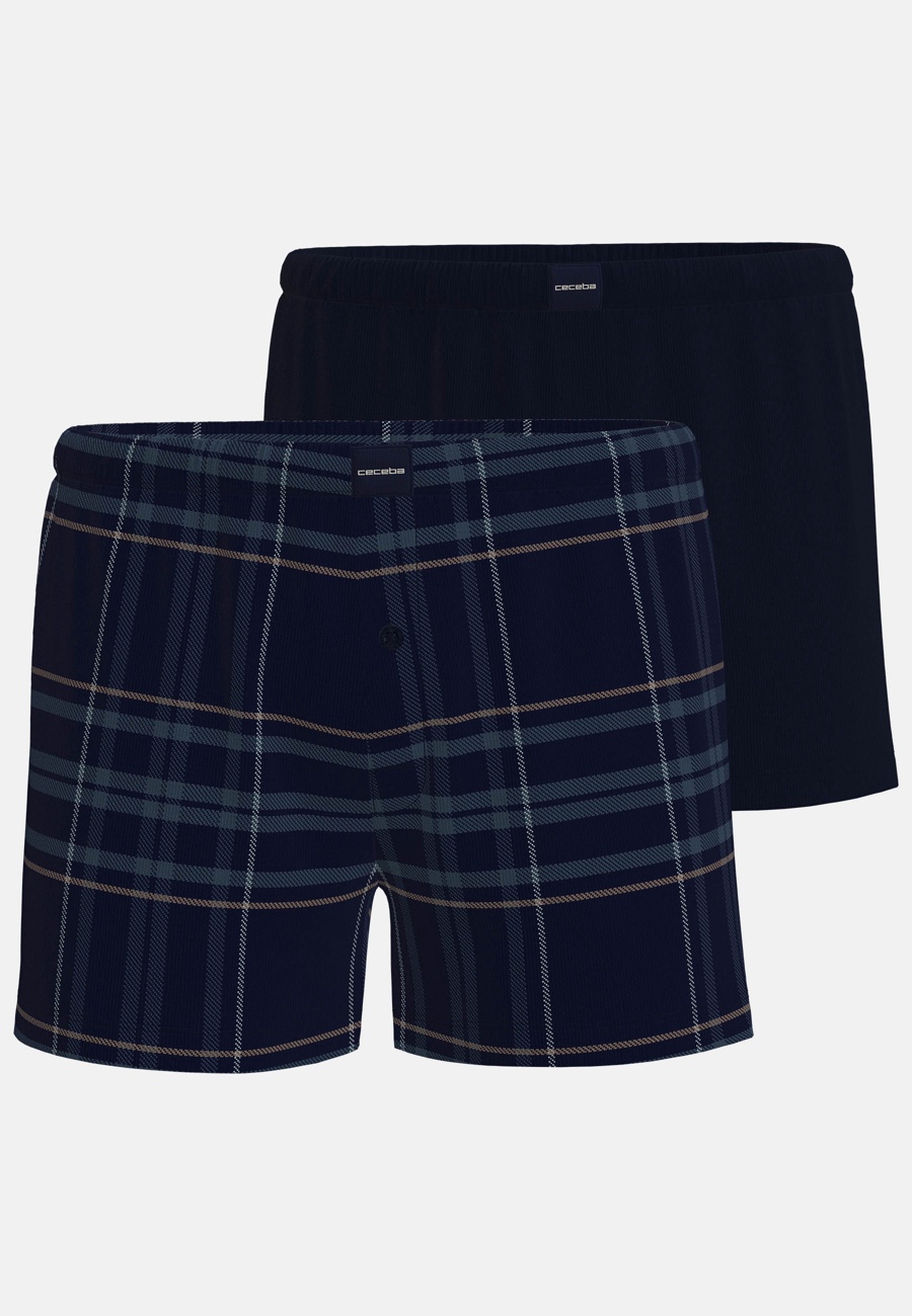 CECEBA Herren Boxershort blau kariert 2er Pack