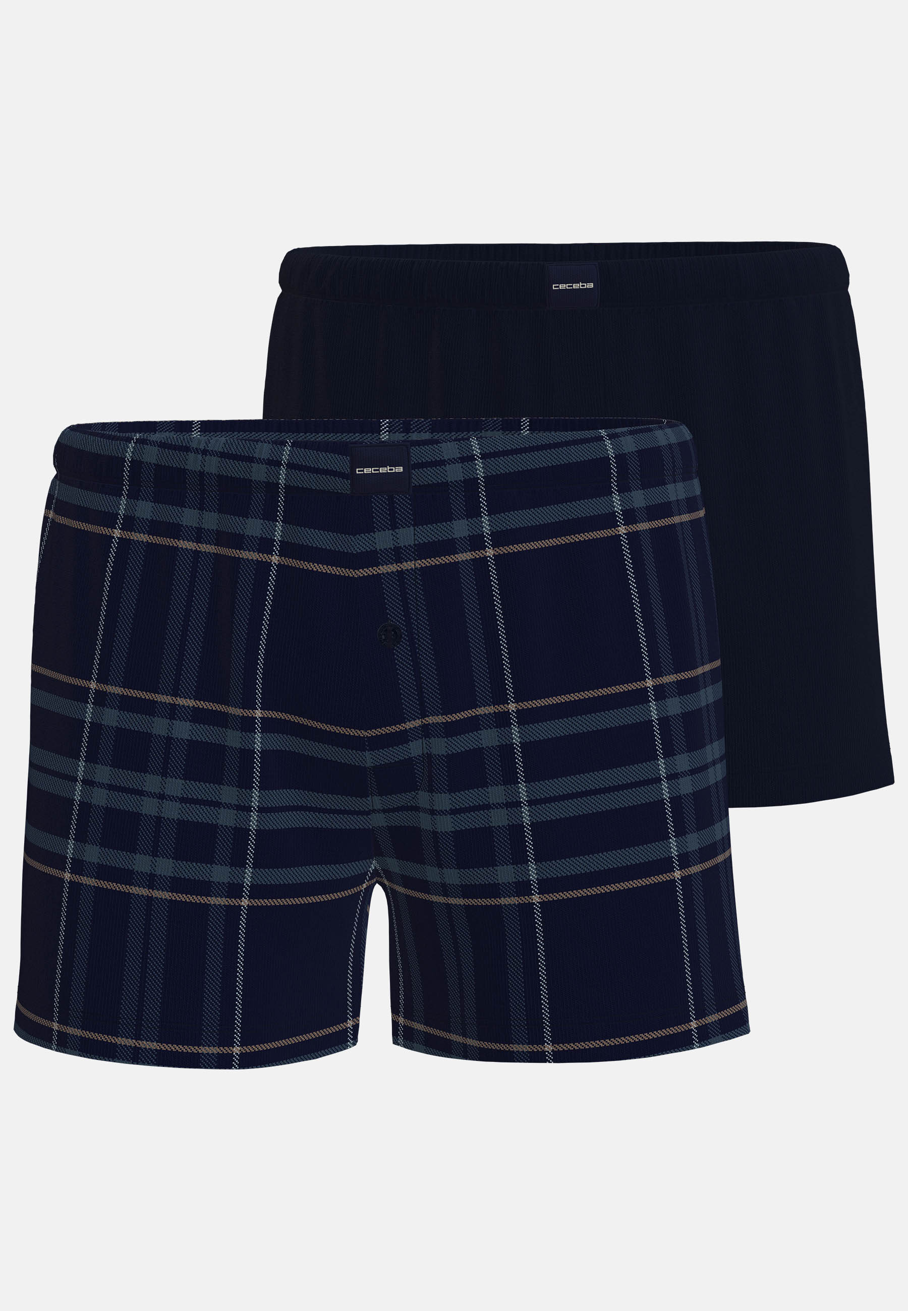 CECEBA Herren Boxershort blau kariert 2er Pack