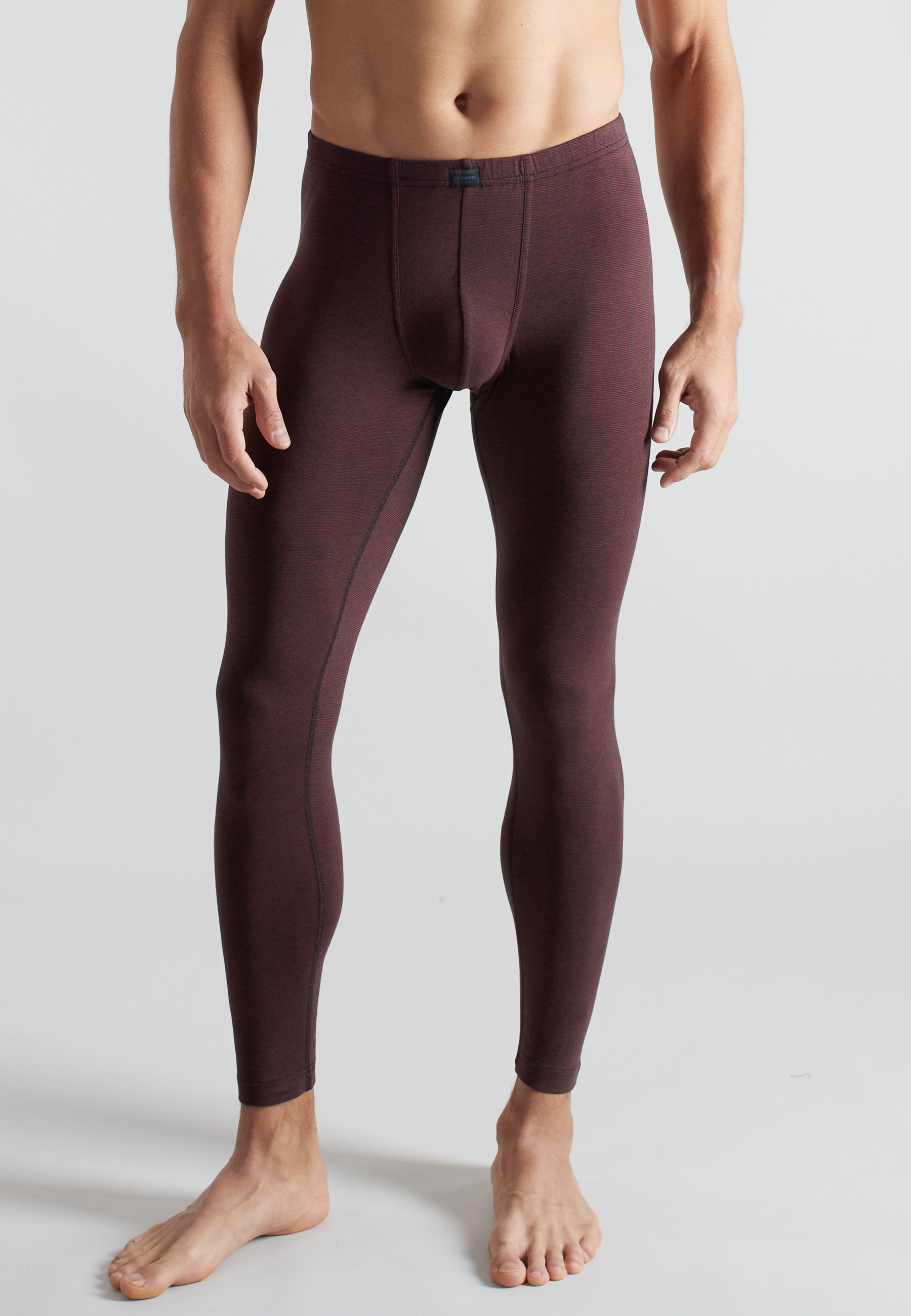 CECEBA Herren lange Unterhose rot quergestreift