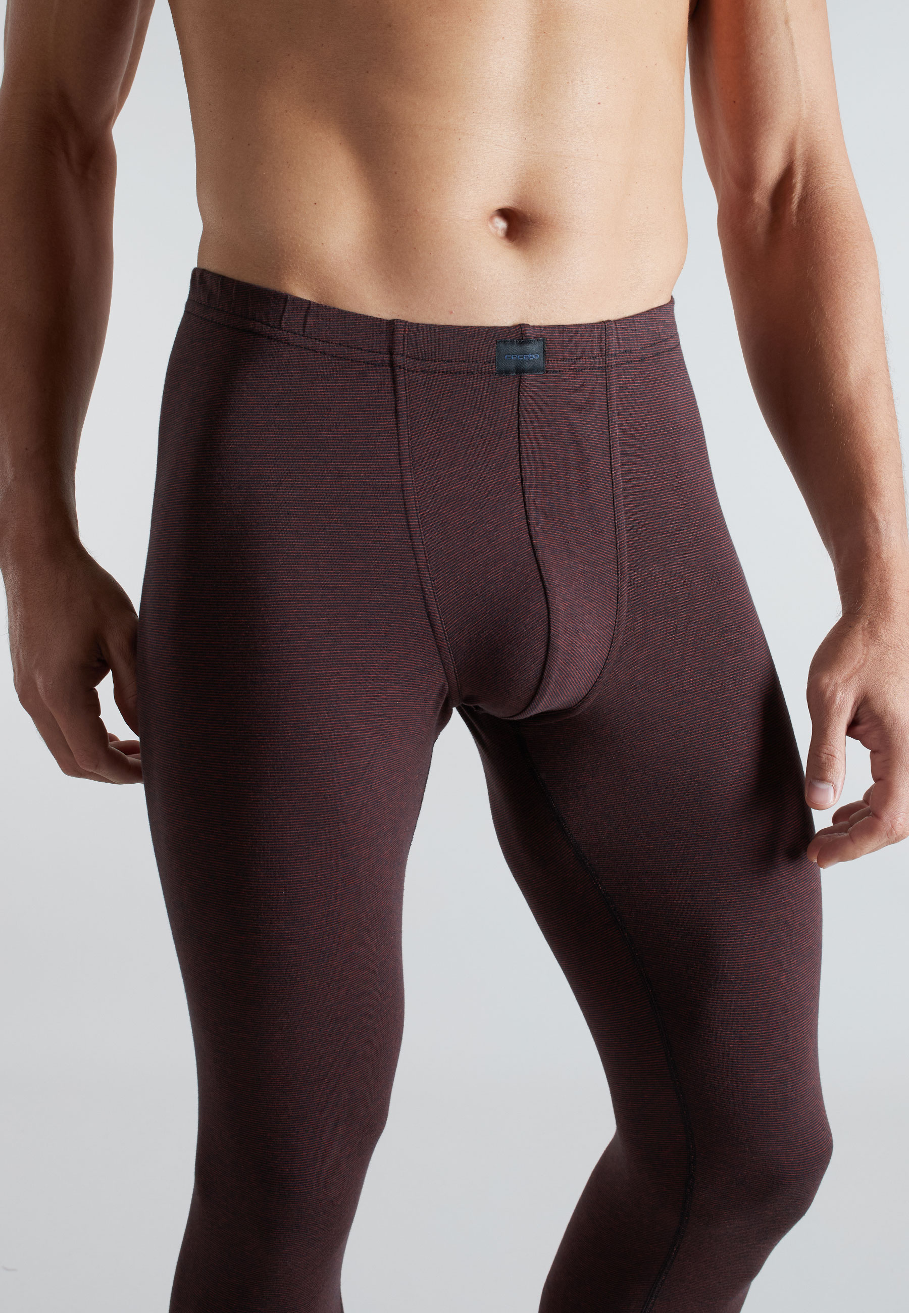 CECEBA Herren lange Unterhose rot quergestreift