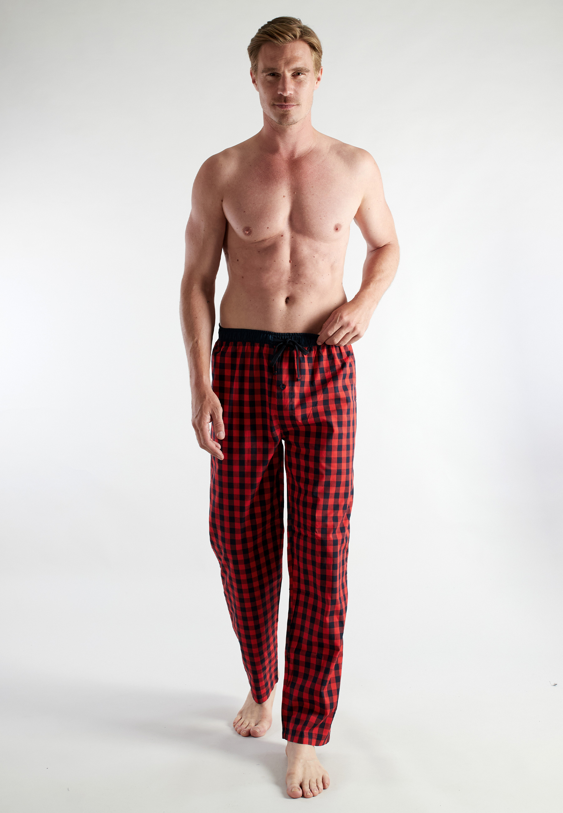 CECEBA Herren Lange-Hose rot kariert