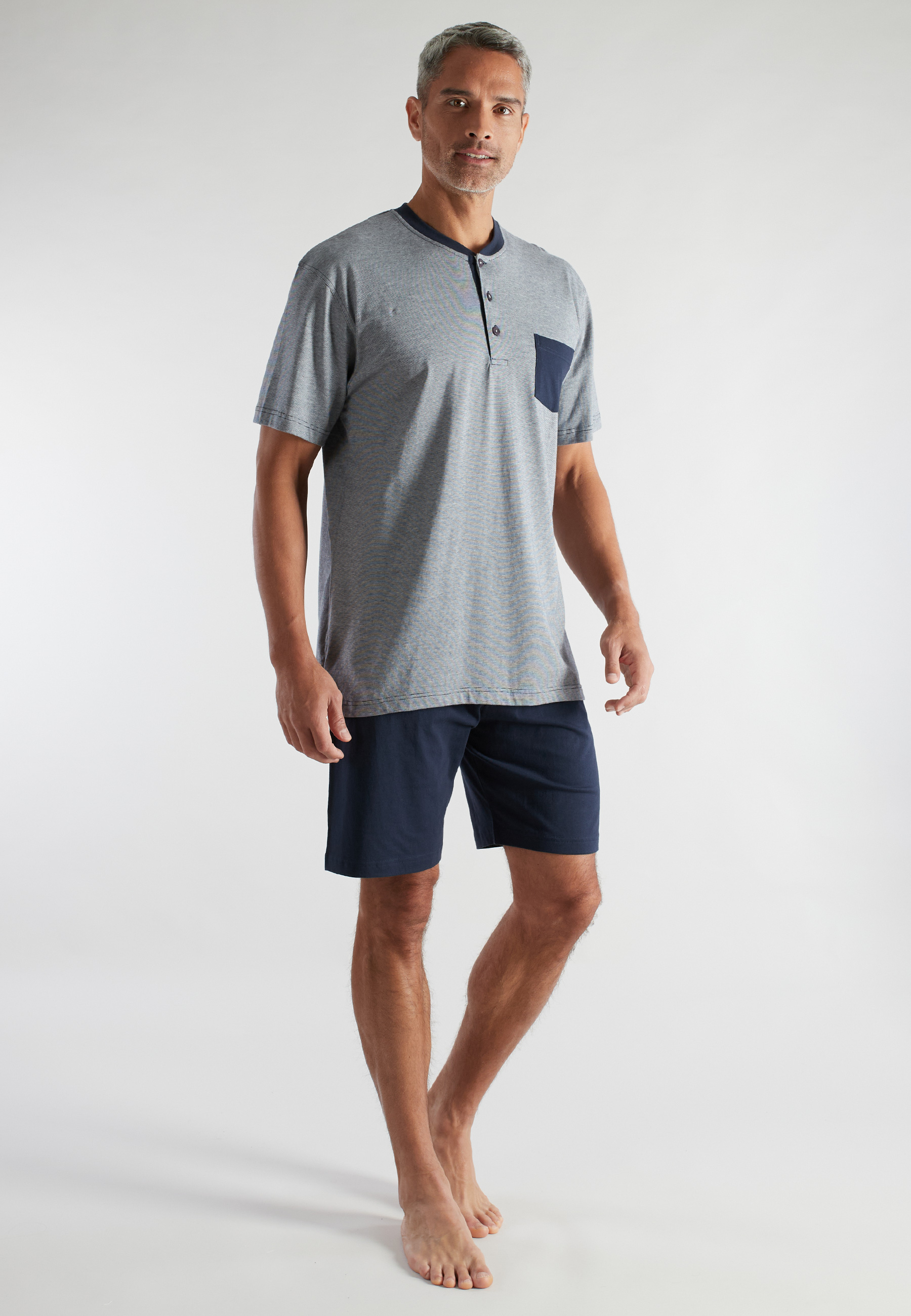CECEBA Herren Shorty blau quergestreift