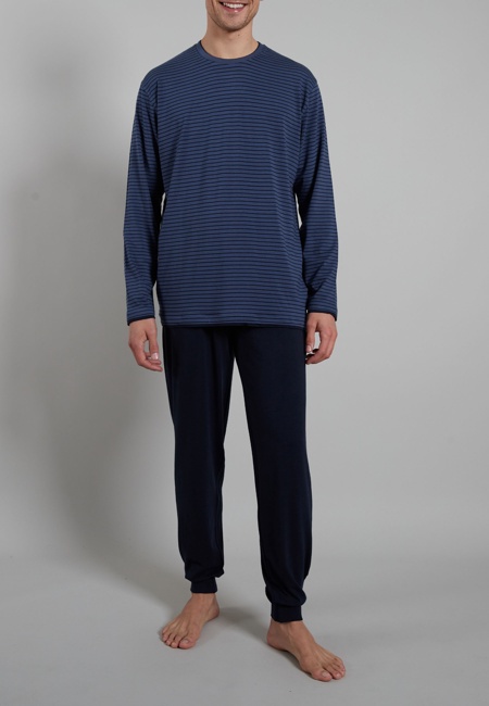 CECEBA Herren Pyjama blau längsgestreift