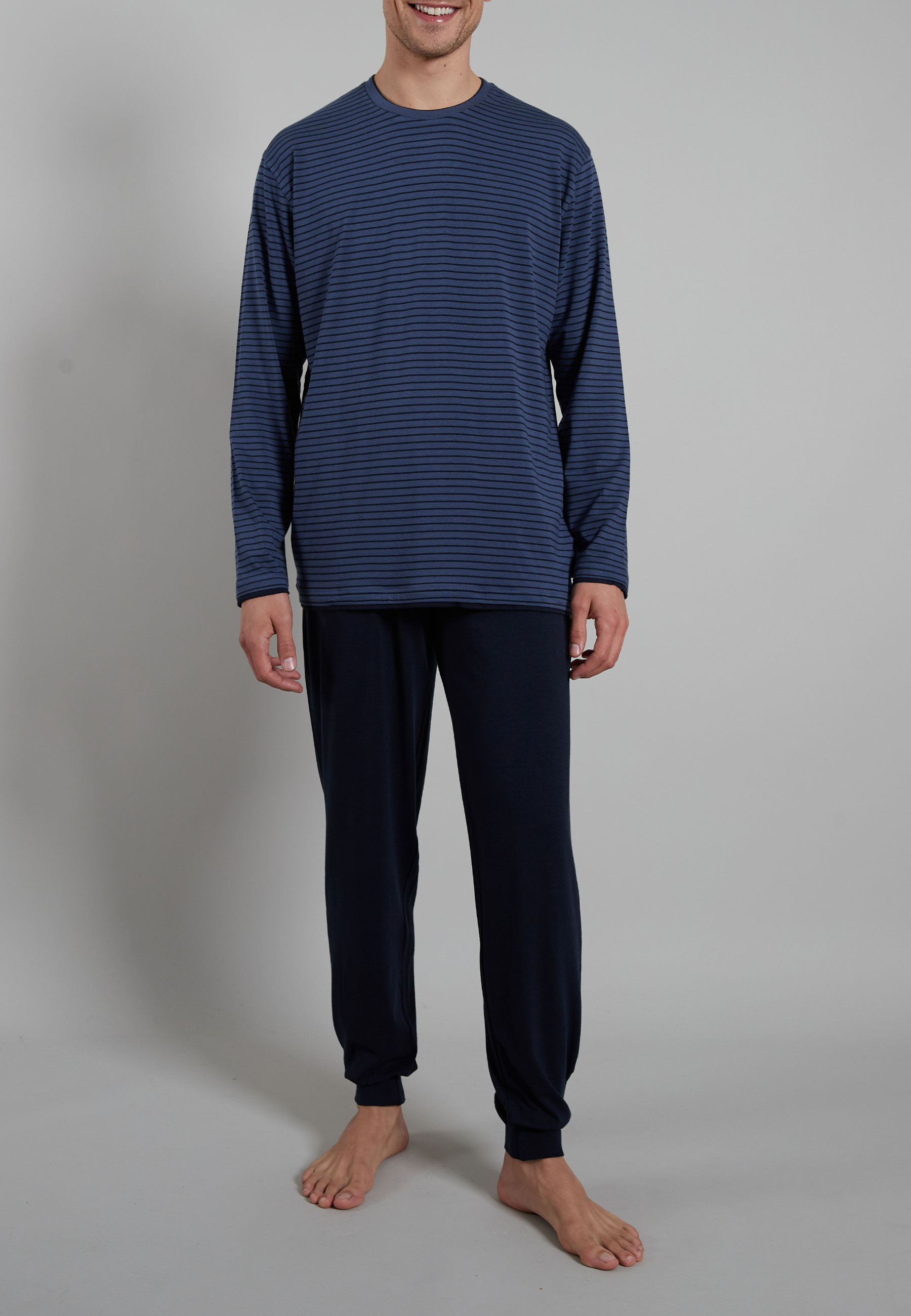 CECEBA Herren Pyjama blau längsgestreift