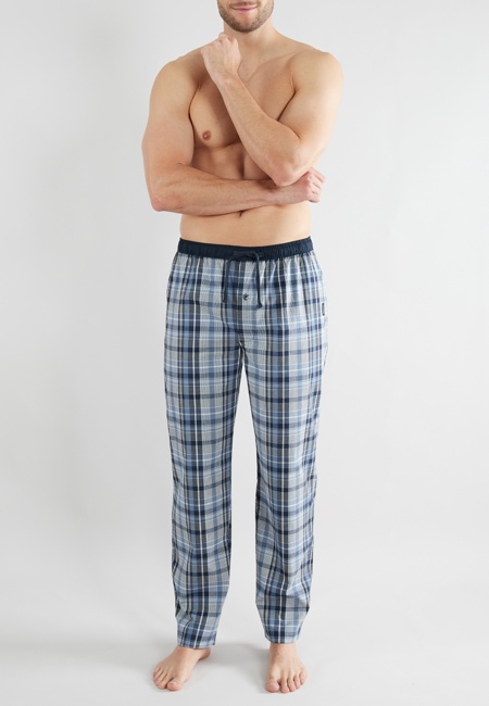 CECEBA Herren Lange-Hose blau kariert