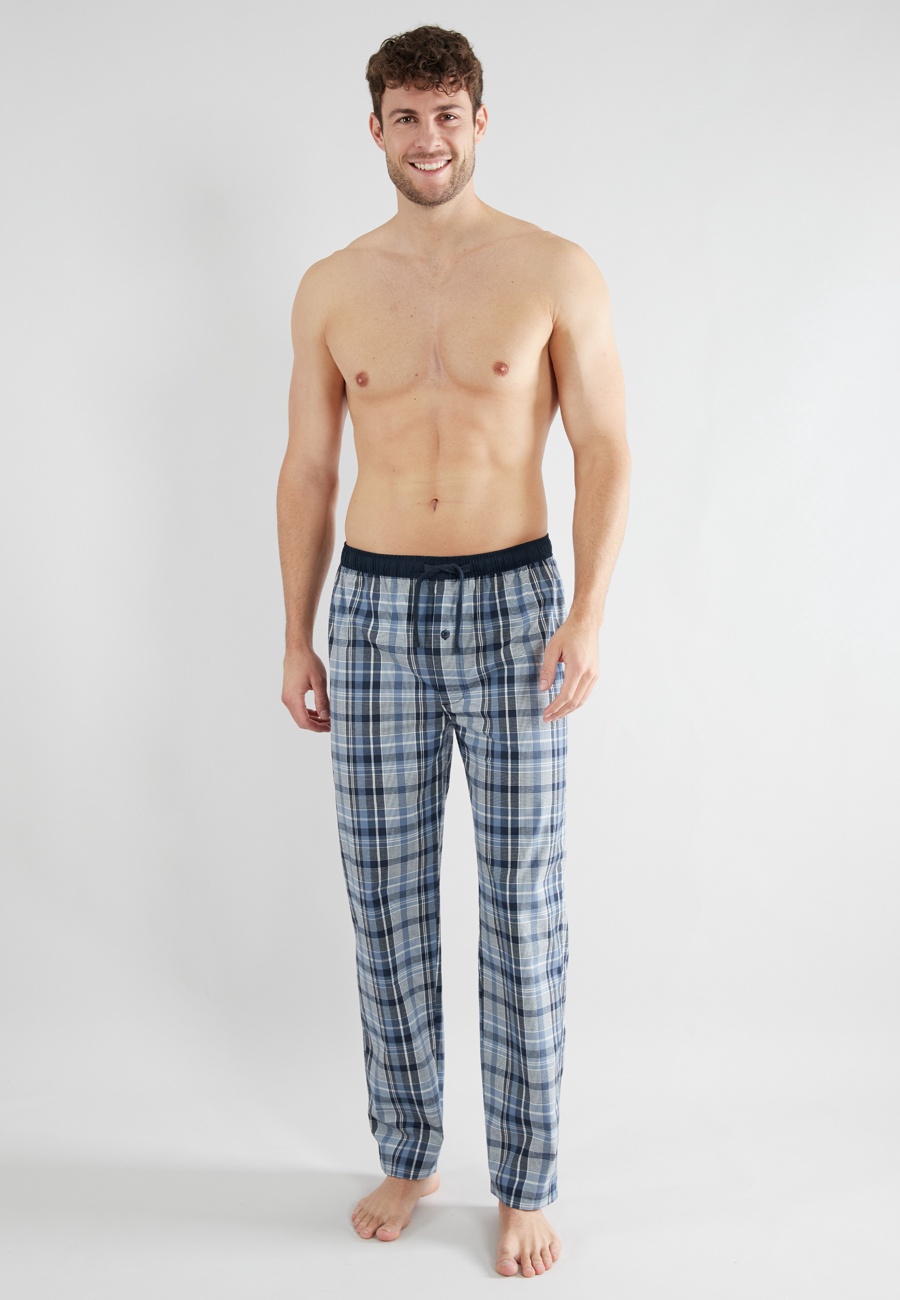 CECEBA Herren Lange-Hose blau kariert