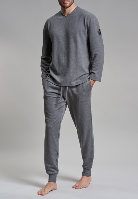 CECEBA Herren Pyjama grau uni