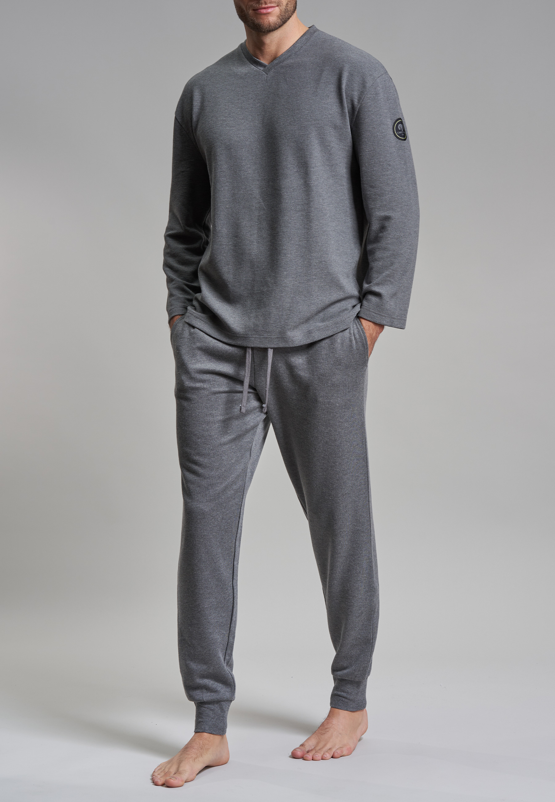 CECEBA Herren Pyjama grau uni
