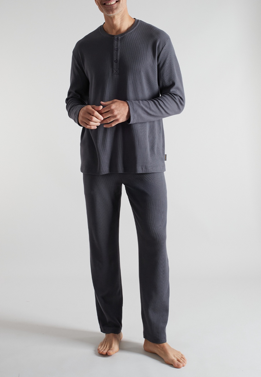 CECEBA Herren Pyjama grau uni