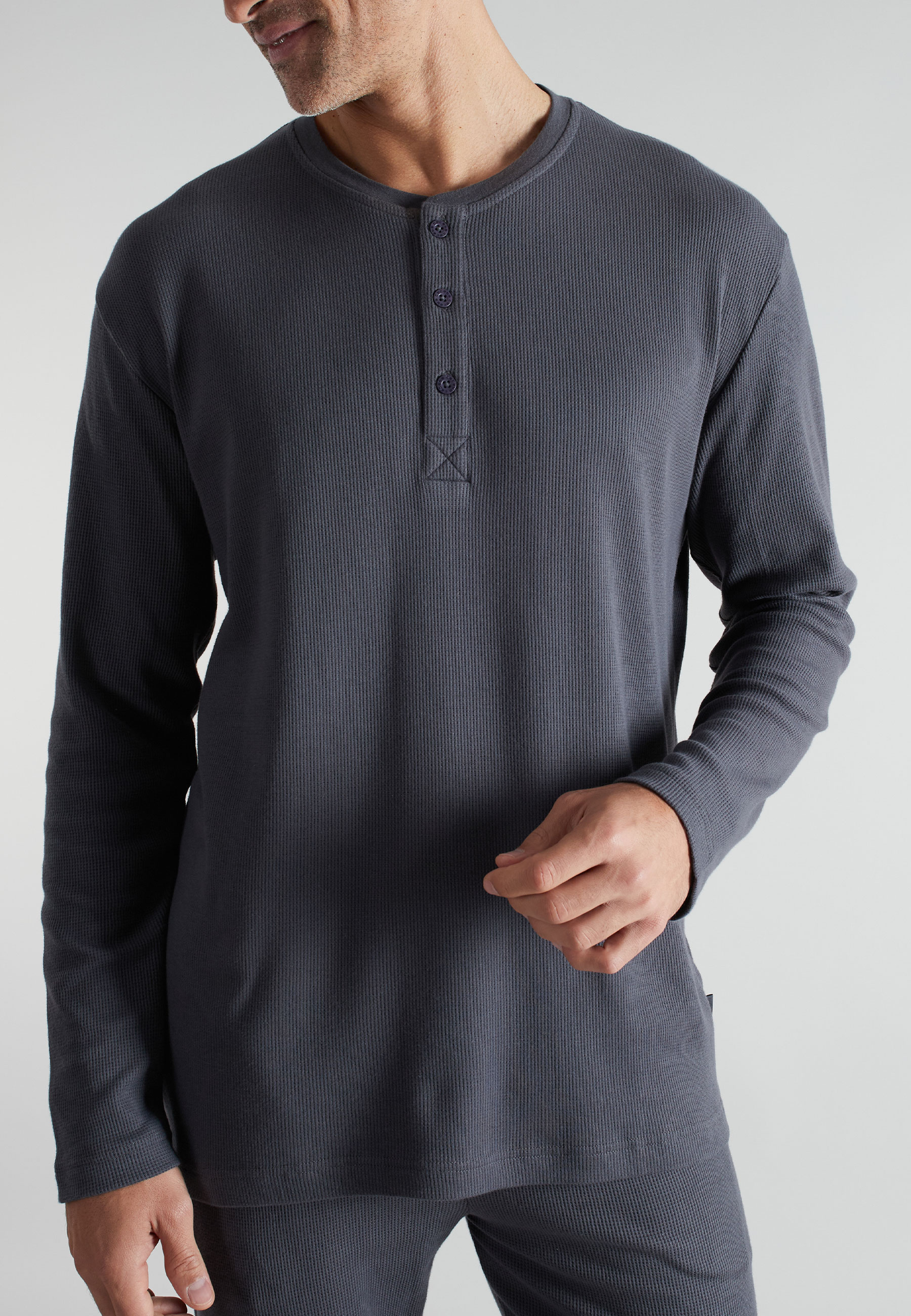 CECEBA Herren Pyjama grau uni