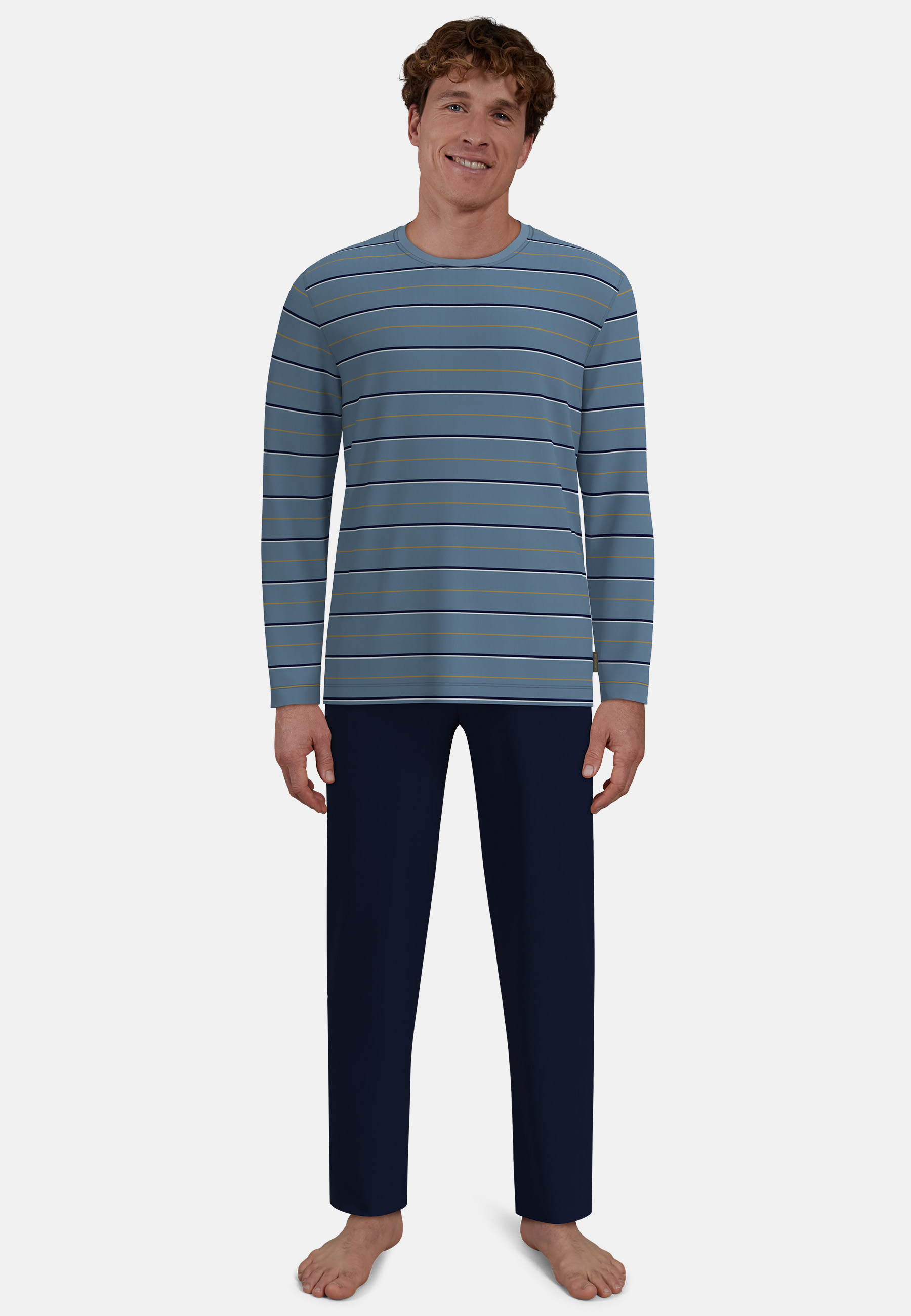 CECEBA Herren Pyjama blau quergestreift