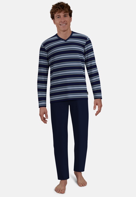 CECEBA Herren Pyjama blau quergestreift