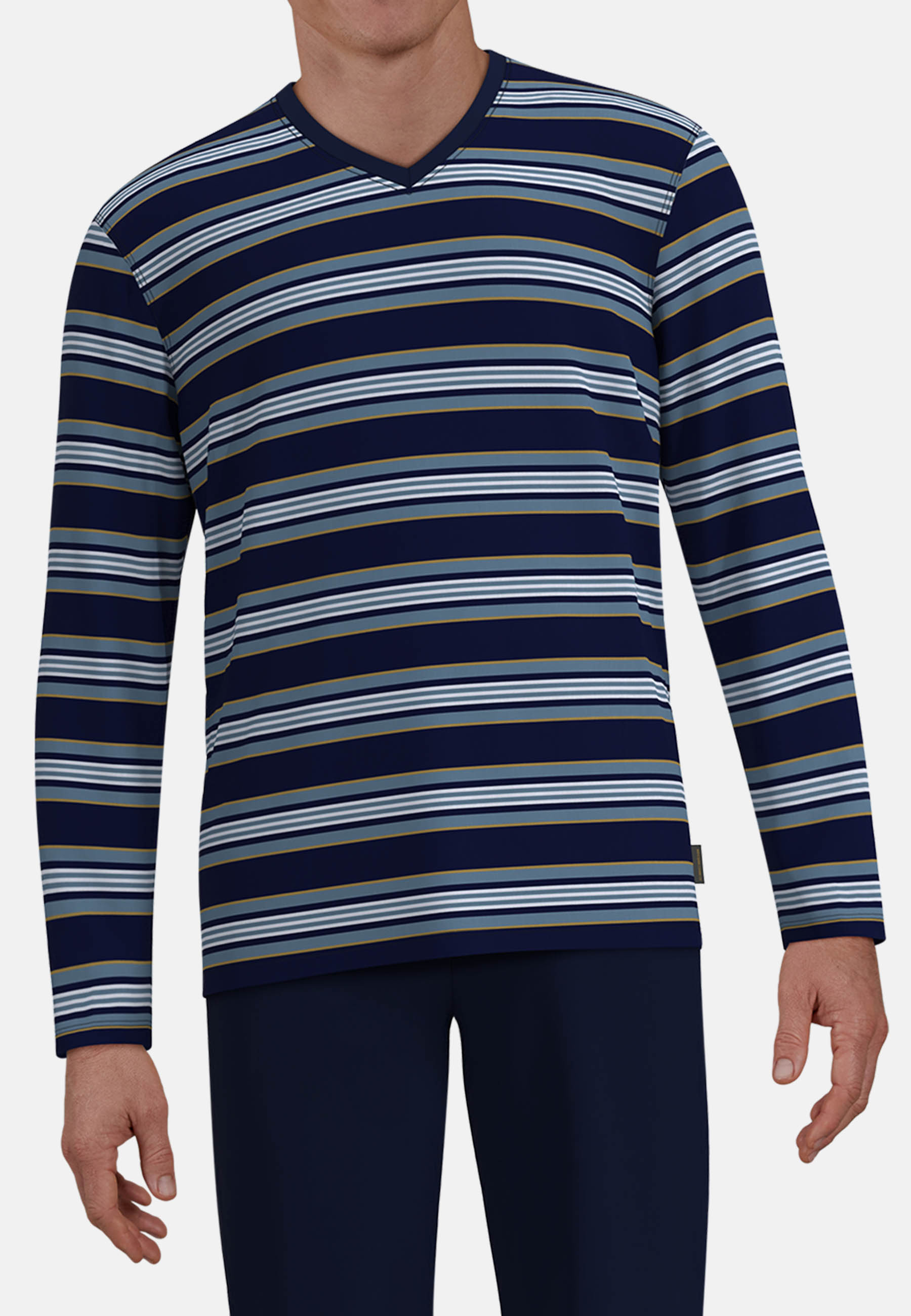 CECEBA Herren Pyjama blau quergestreift