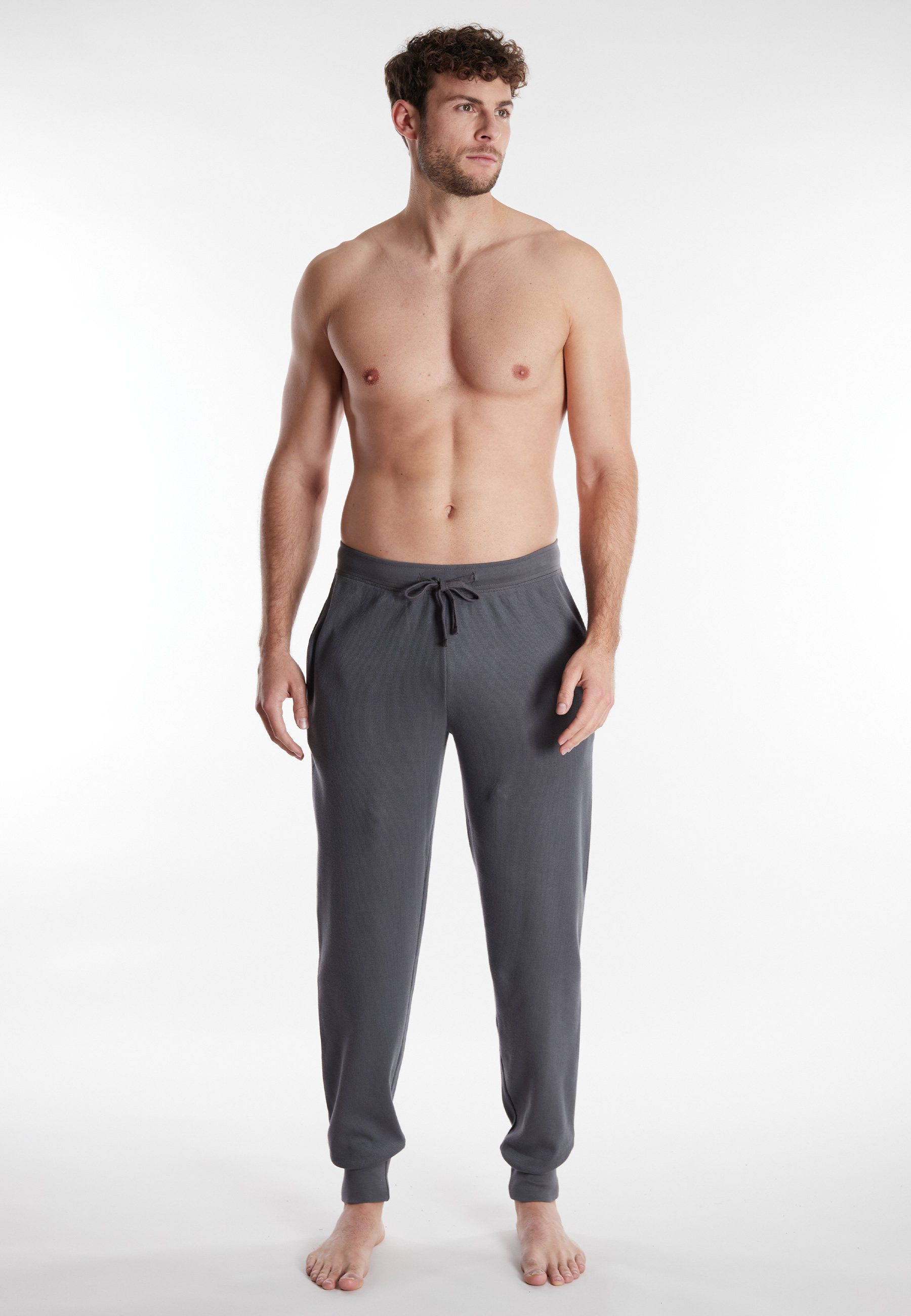 CECEBA Herren Lange-Hose grau uni