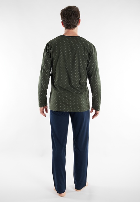 CECEBA Herren Pyjama grün bedruckt