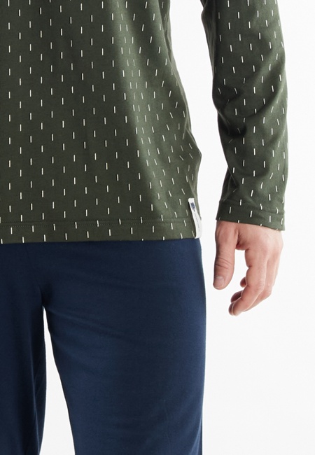 CECEBA Herren Pyjama grün bedruckt