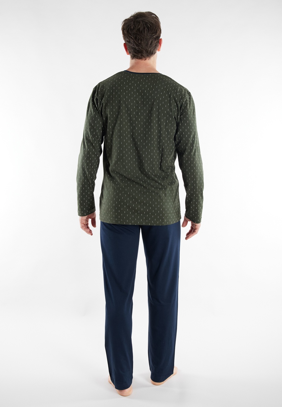CECEBA Herren Pyjama grün bedruckt